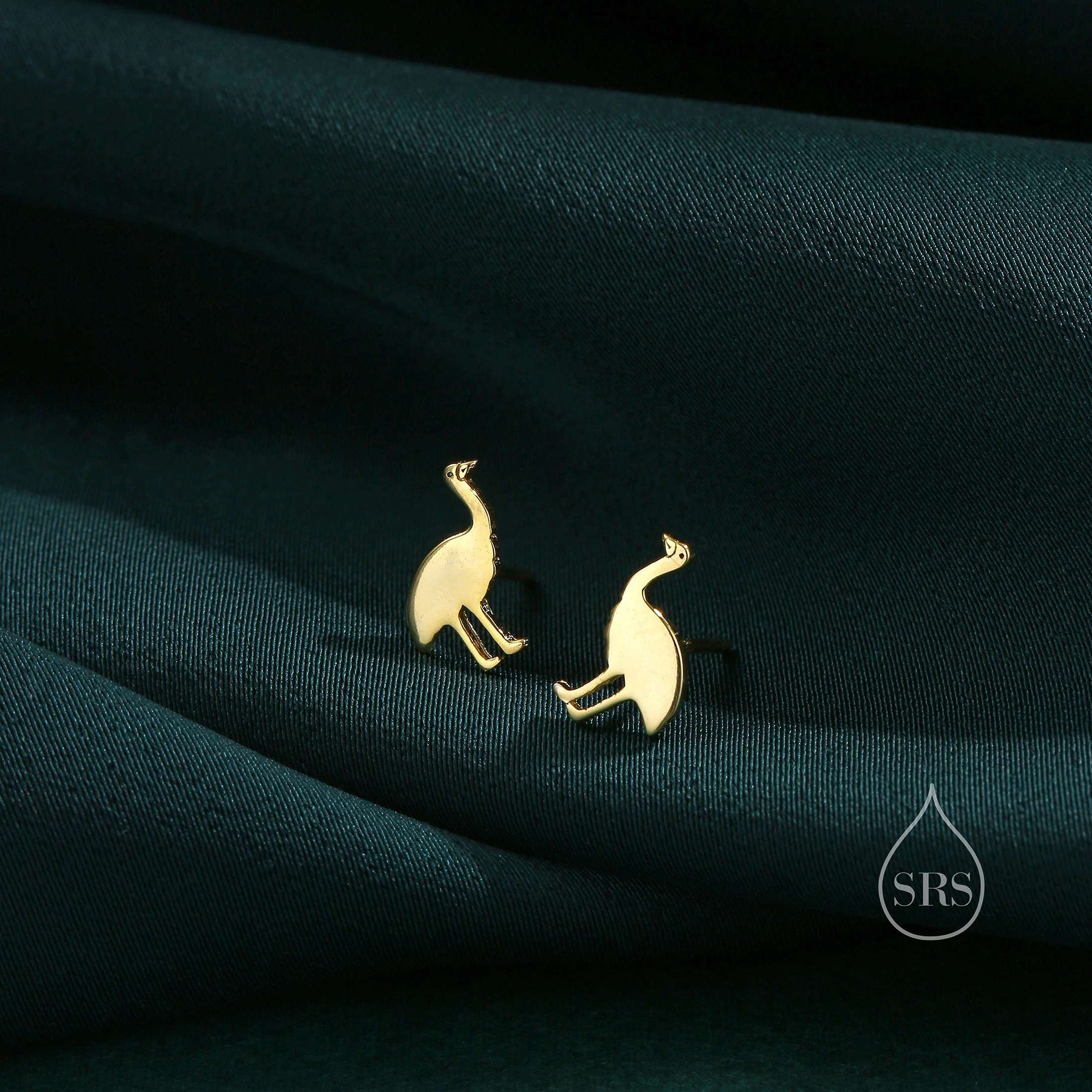 Emu Bird Stud Earrings in Sterling Silver, Silver or Gold or Rose Gold, Dainty Emu Bird Earrings, Silver Bird Earrings, Australian Bird - Image 3