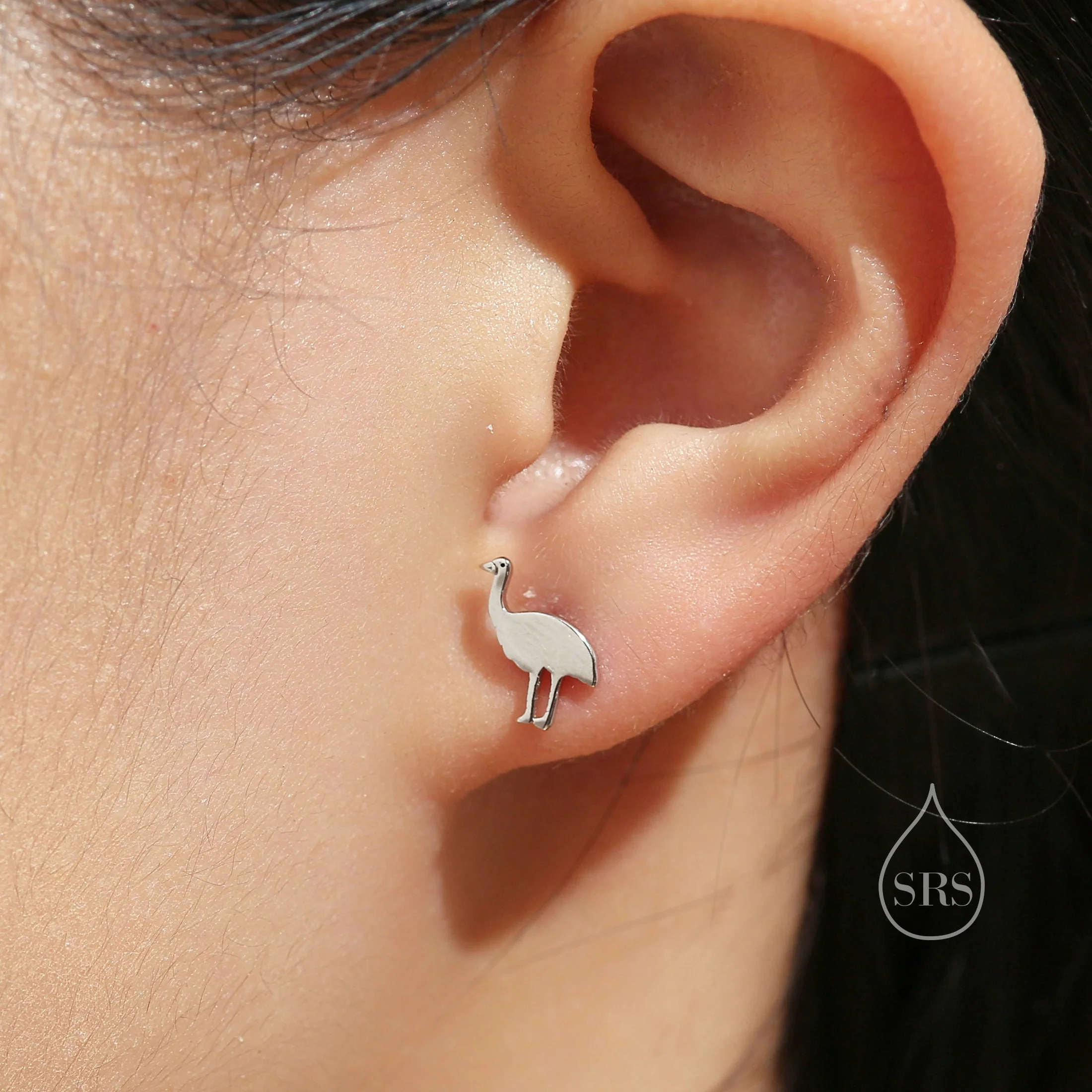 Emu Bird Stud Earrings in Sterling Silver, Silver or Gold or Rose Gold, Dainty Emu Bird Earrings, Silver Bird Earrings, Australian Bird - Image 5