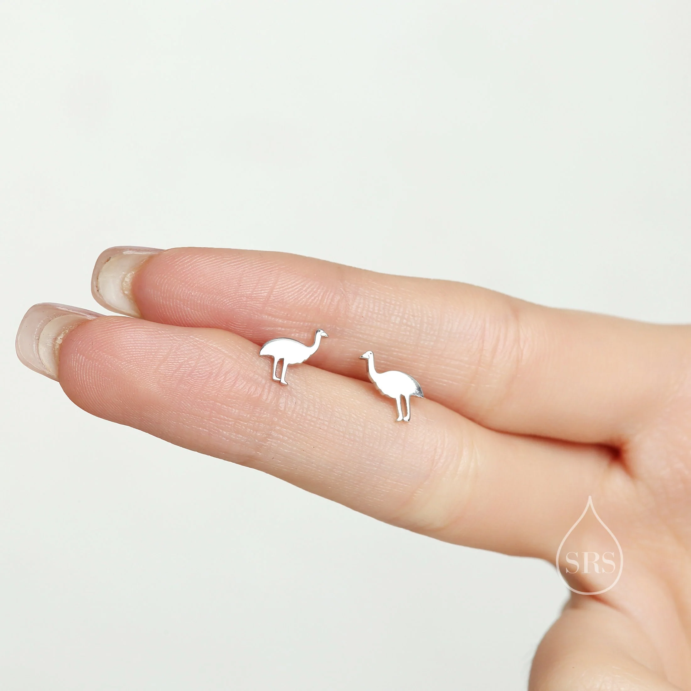 Emu Bird Stud Earrings in Sterling Silver, Silver or Gold or Rose Gold, Dainty Emu Bird Earrings, Silver Bird Earrings, Australian Bird - Image 6