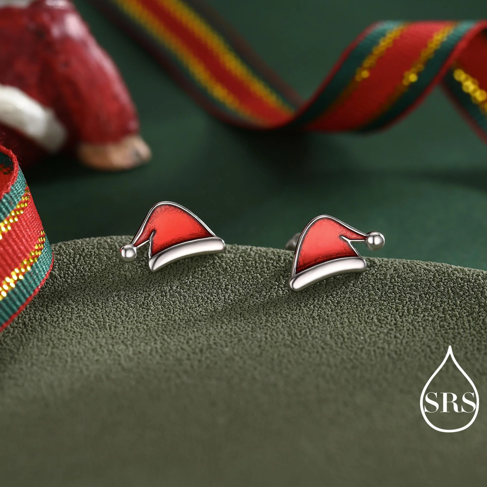 Enamel Christmas Hat Stud Earrings in Sterling Silver, Red Enamel Christmas Earrings, Perfect Christmas Gift - Image 10