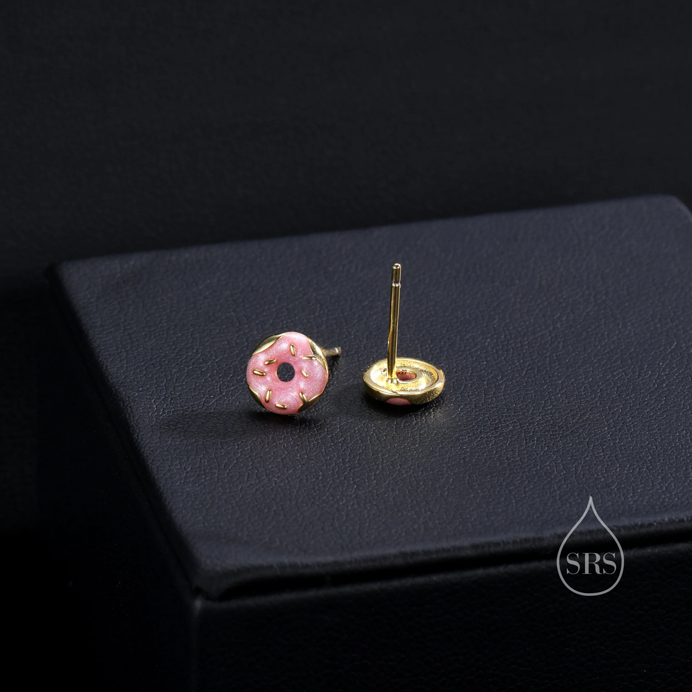 Enamel Glazed Donut Stud Earrings in Sterling Silver, Silver or Gold, Donut Earrings, Food Earrings - Image 6