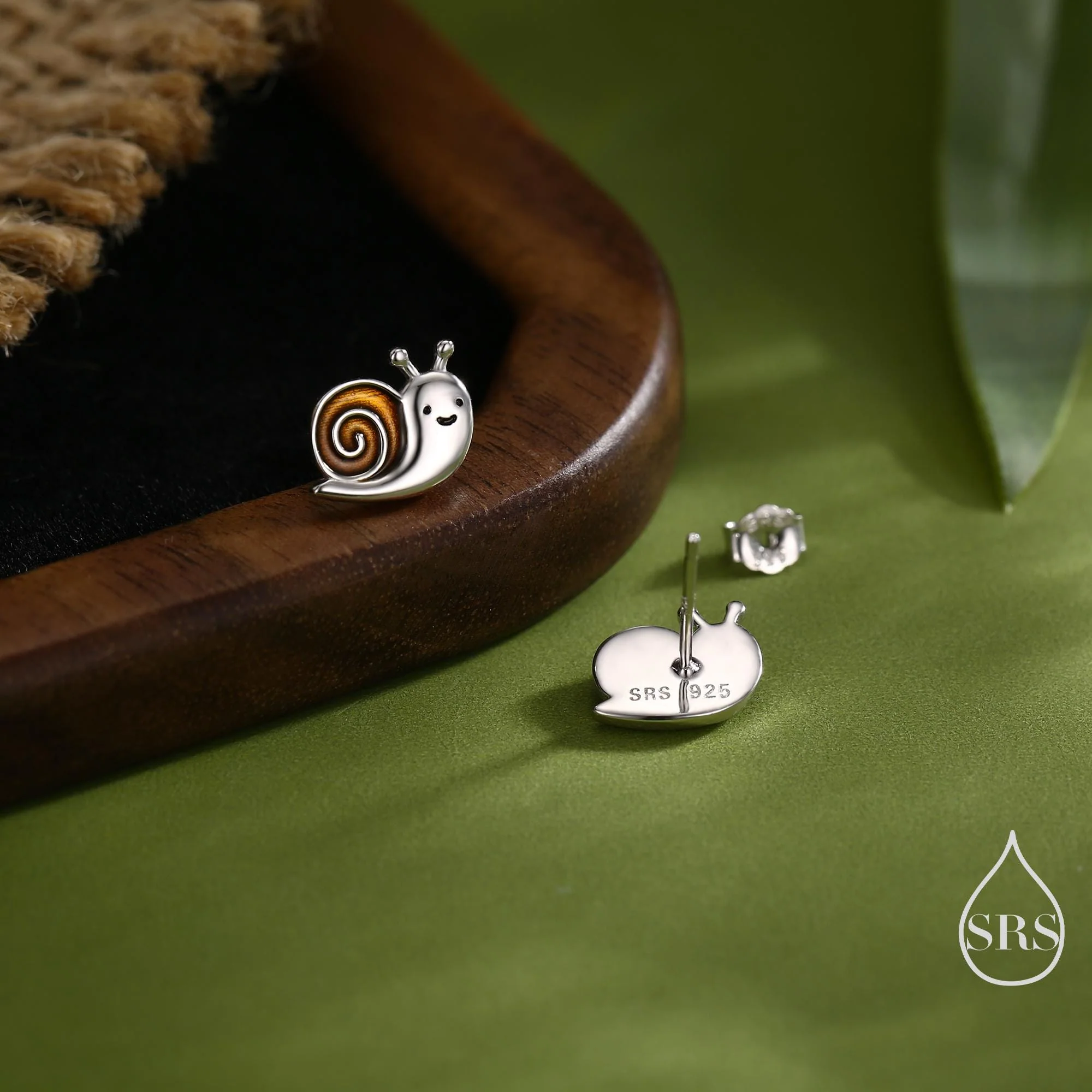 Enamel Snail Stud Earrings in Sterling Silver, Cute Snail Stud, Silver or Gold,Nature-Inspired Design - Image 4