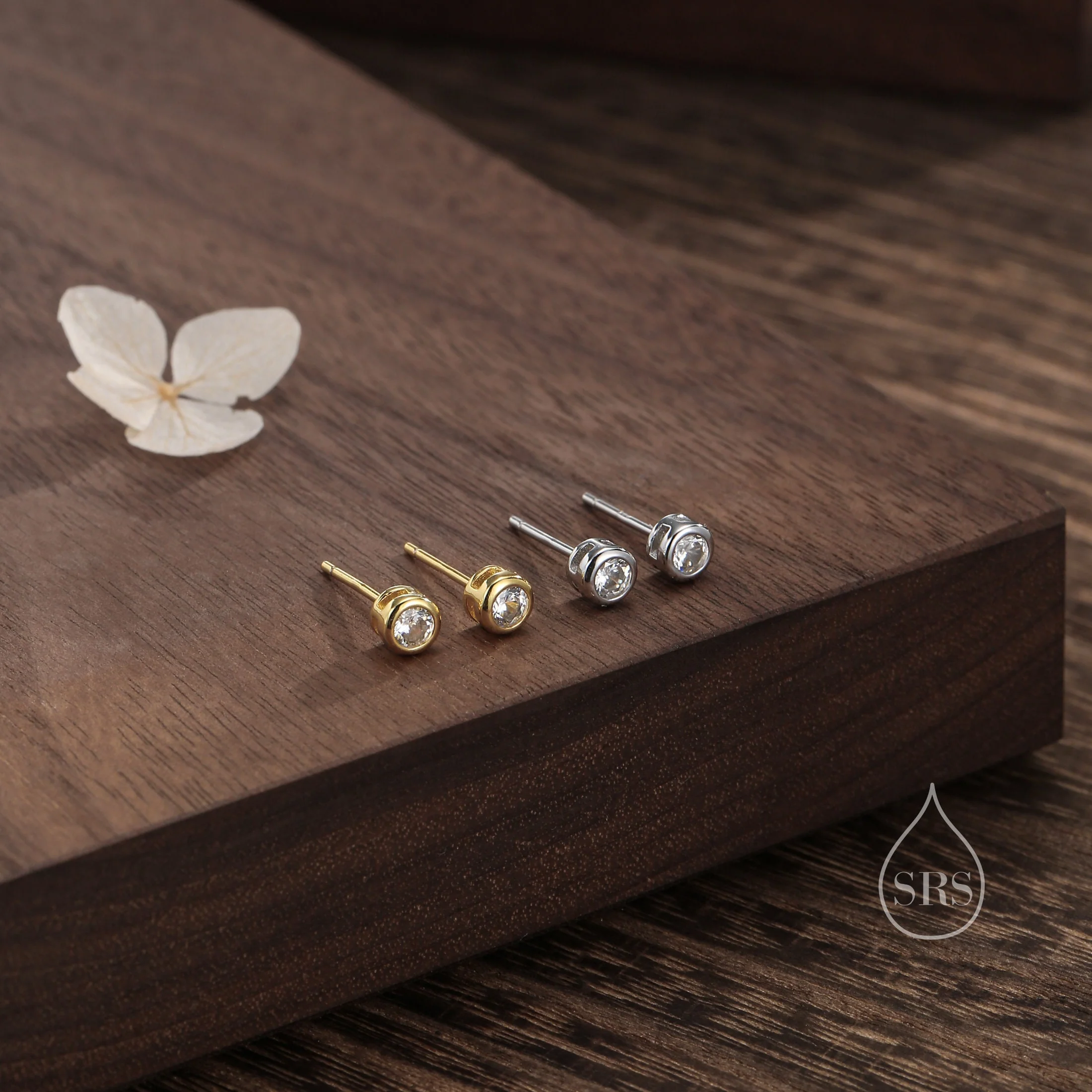 Extra Tiny 2mm CZ Stud Earrings in Sterling Silver, Barely Visible Bezel Stud Earrings, 2mm Earrings, Tiny Crystal Earrings - Image 3