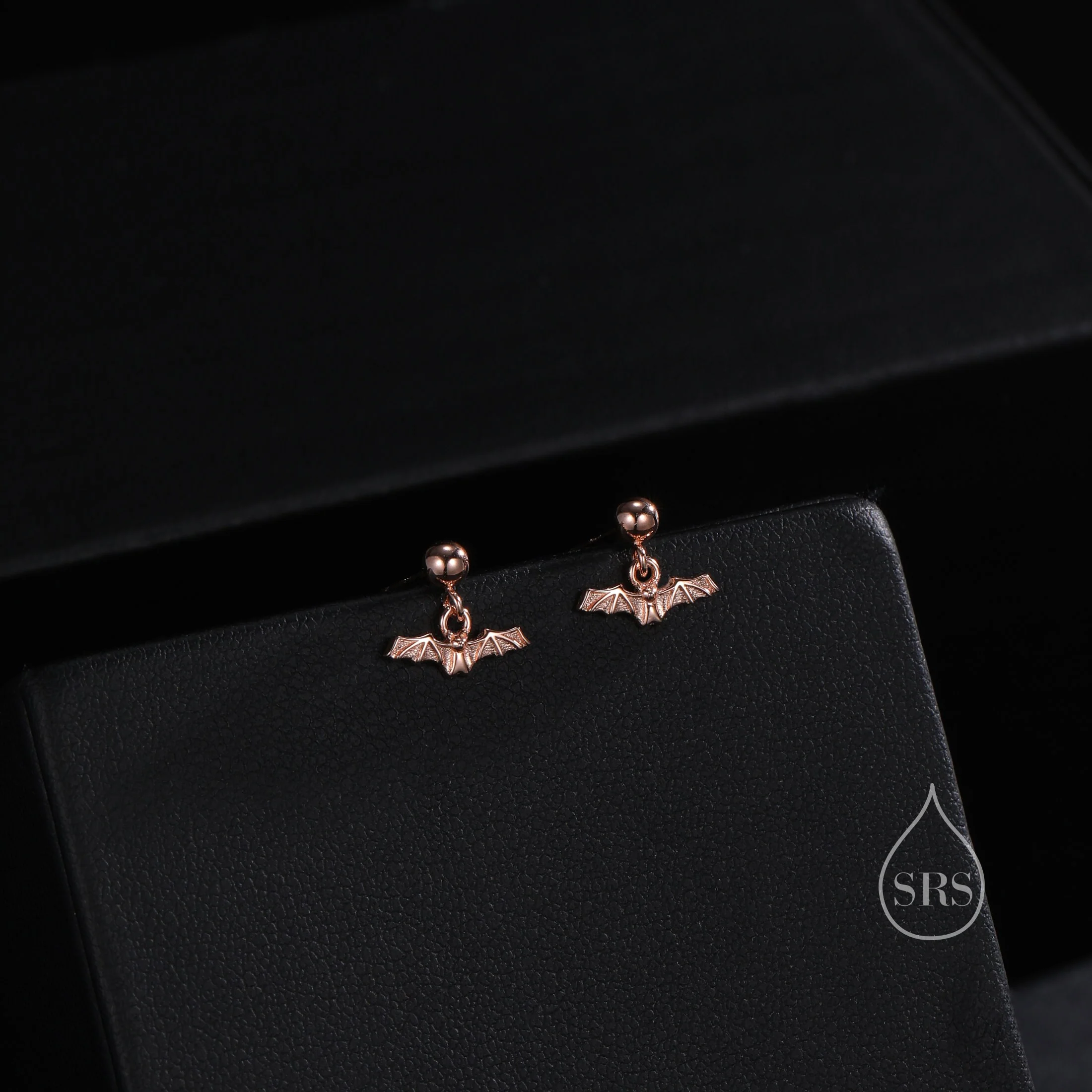 Extra Tiny Bat Drop Stud Earrings in Sterling Silver, Silver or Gold, Stacking Earrings, Animal Earrings - Image 4