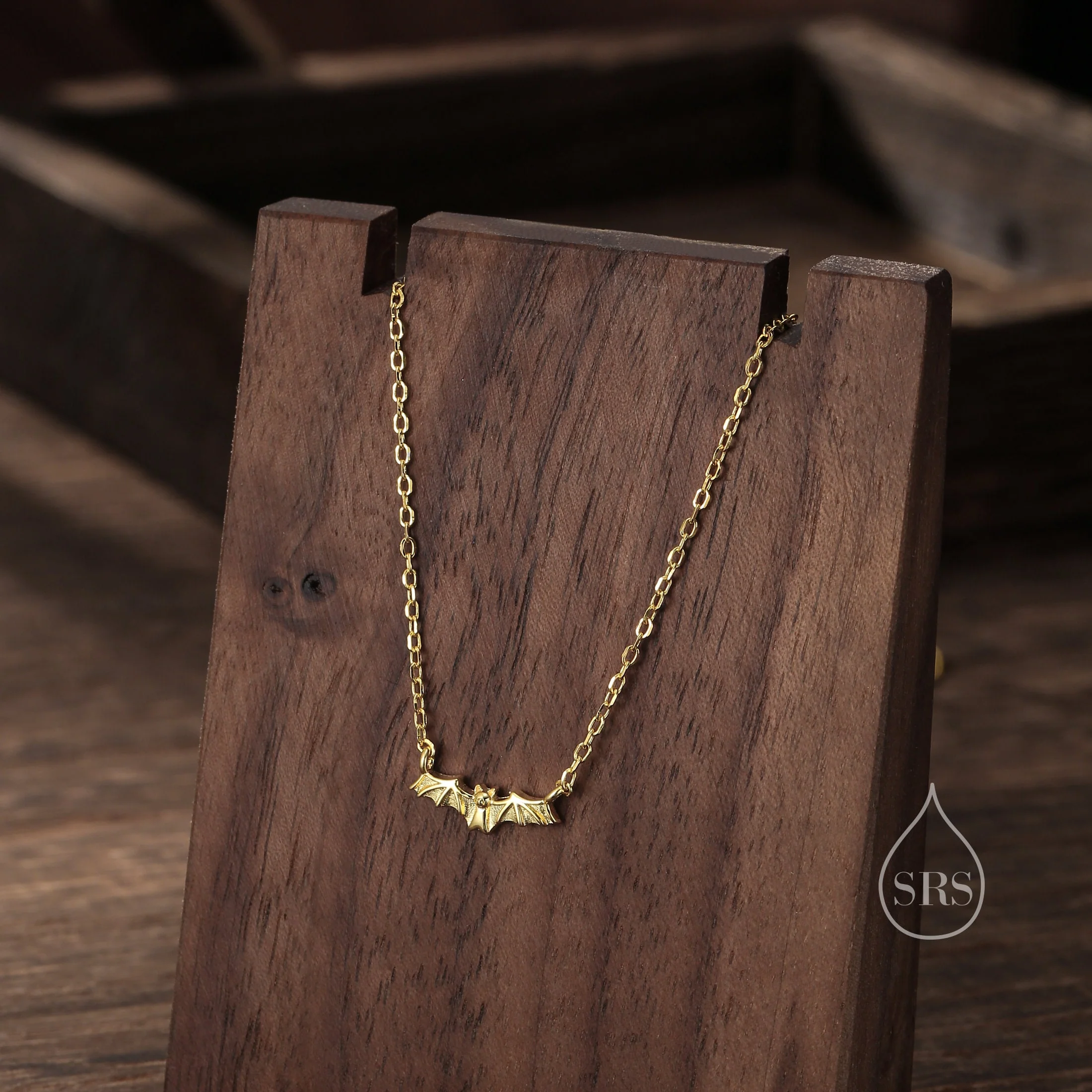 Extra Tiny Bat Pendant Necklace in Sterling Silver, Bat Necklace, Small Bat Pendant, Silver or Gold - Image 2