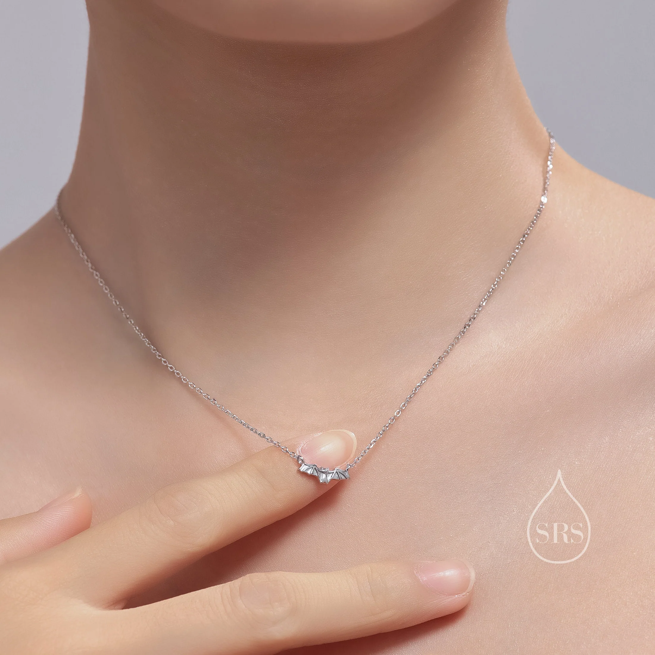 Extra Tiny Bat Pendant Necklace in Sterling Silver, Bat Necklace, Small Bat Pendant, Silver or Gold - Image 3