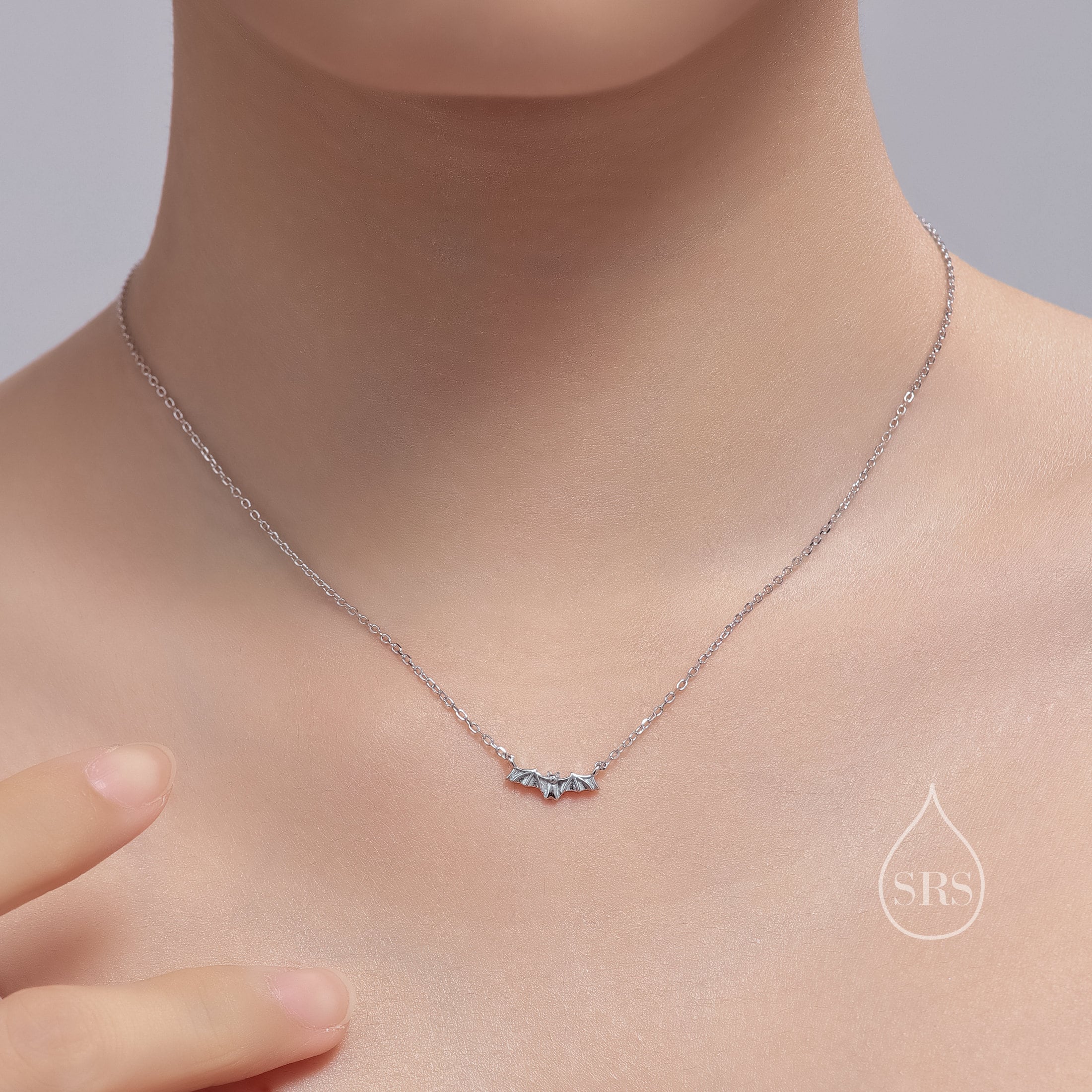 Extra Tiny Bat Pendant Necklace in Sterling Silver, Bat Necklace, Small Bat Pendant, Silver or Gold - Image 6