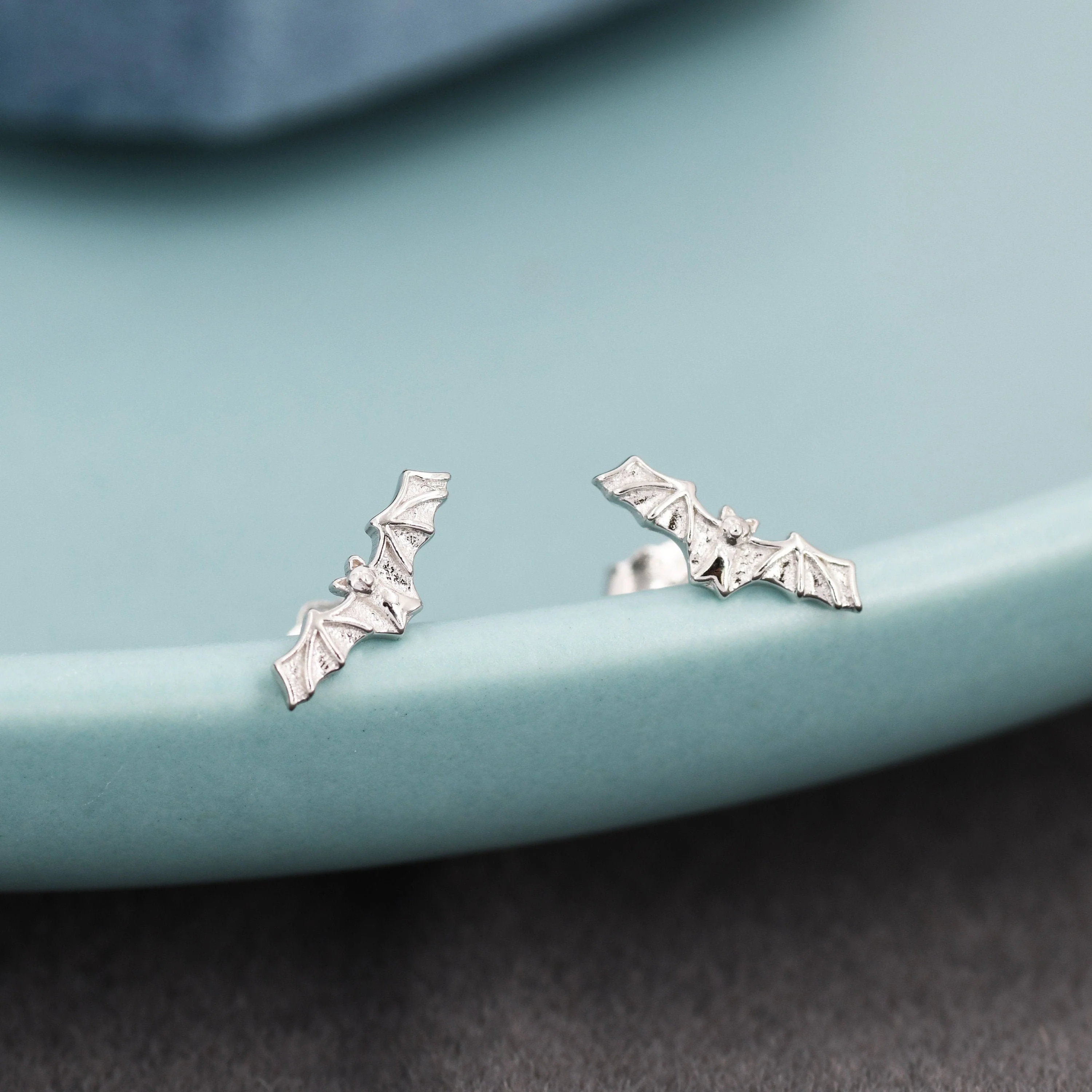 Extra Tiny Bat Stud Earrings in Sterling Silver, Silver or Gold, Stacking Earrings, Animal Earrings - Image 5