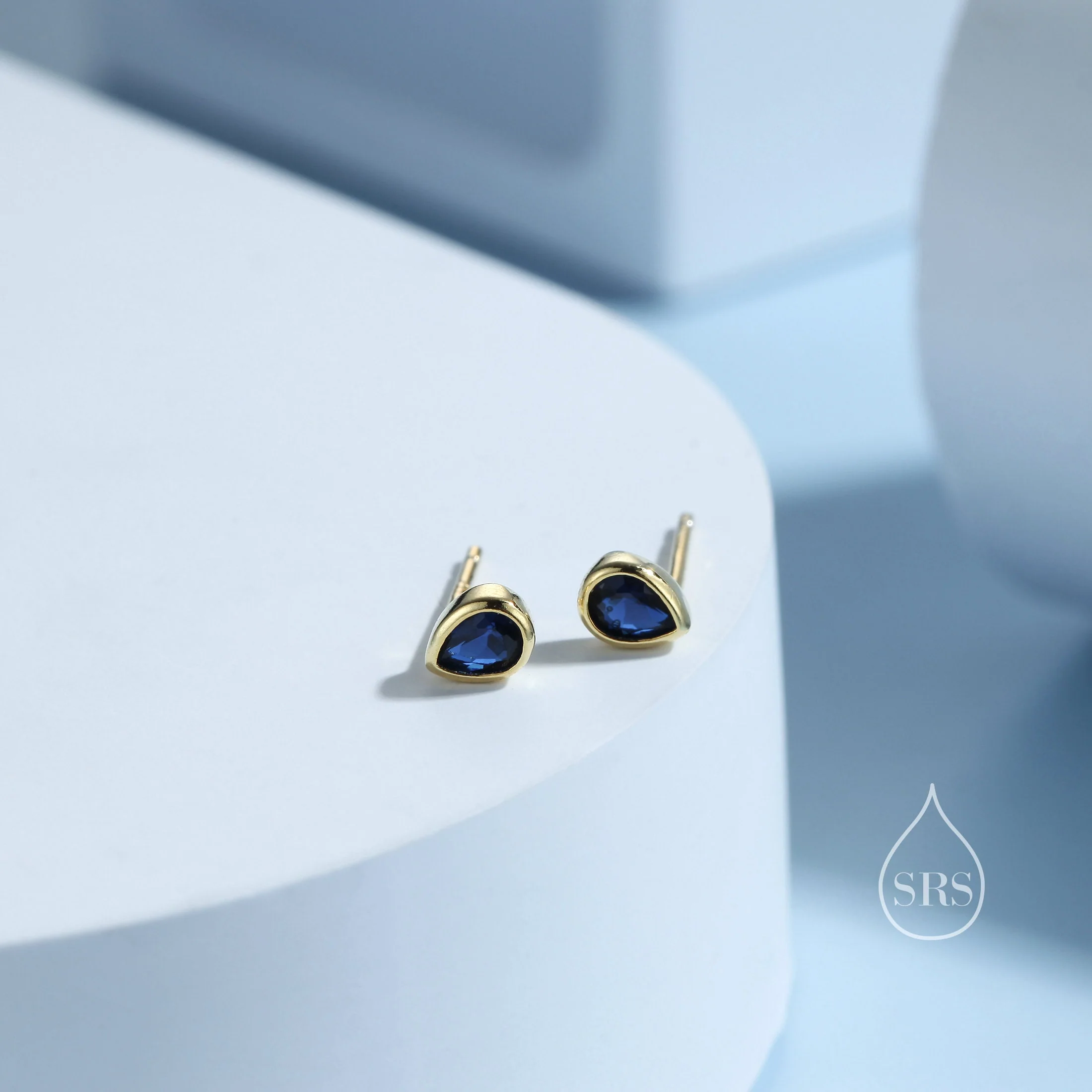 Extra Tiny CZ Droplet Stud Earrings in Sterling Silver, Silver or Gold, 5 colors - Image 3