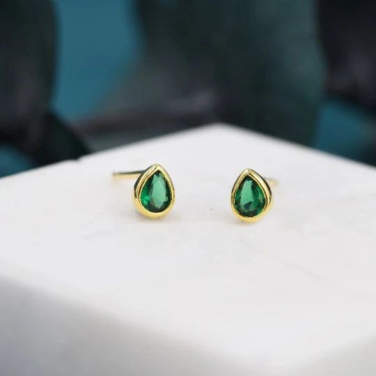 Extra Tiny CZ Droplet Stud Earrings in Sterling Silver, Silver or Gold, 5 colors - Image 6