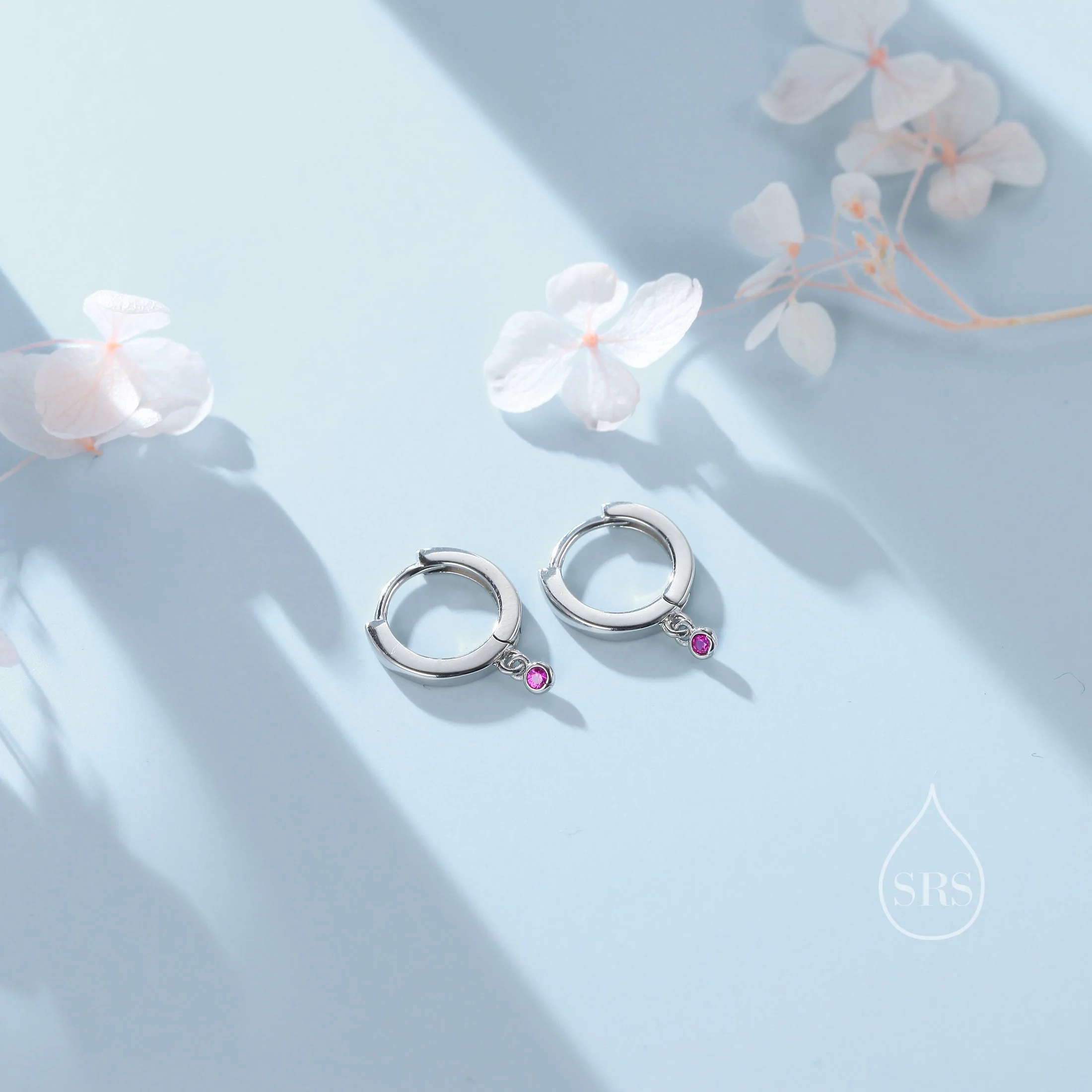 Extra Tiny CZ Huggie Hoop Earrings in Sterling Silver, Silver or Gold, Geometric Hoop Earrings, Green, Blue, Pink, Purple or Clear CZ - Image 8