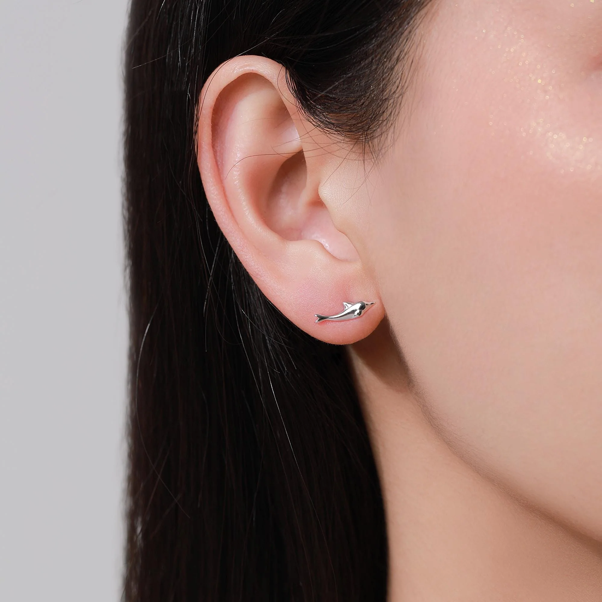 Extra Tiny Dolphin Stud Earrings in Sterling Silver, Silver or Gold or Rose Gold, Dolphin Earrings, Nature Inspired Animal Earrings - Image 9