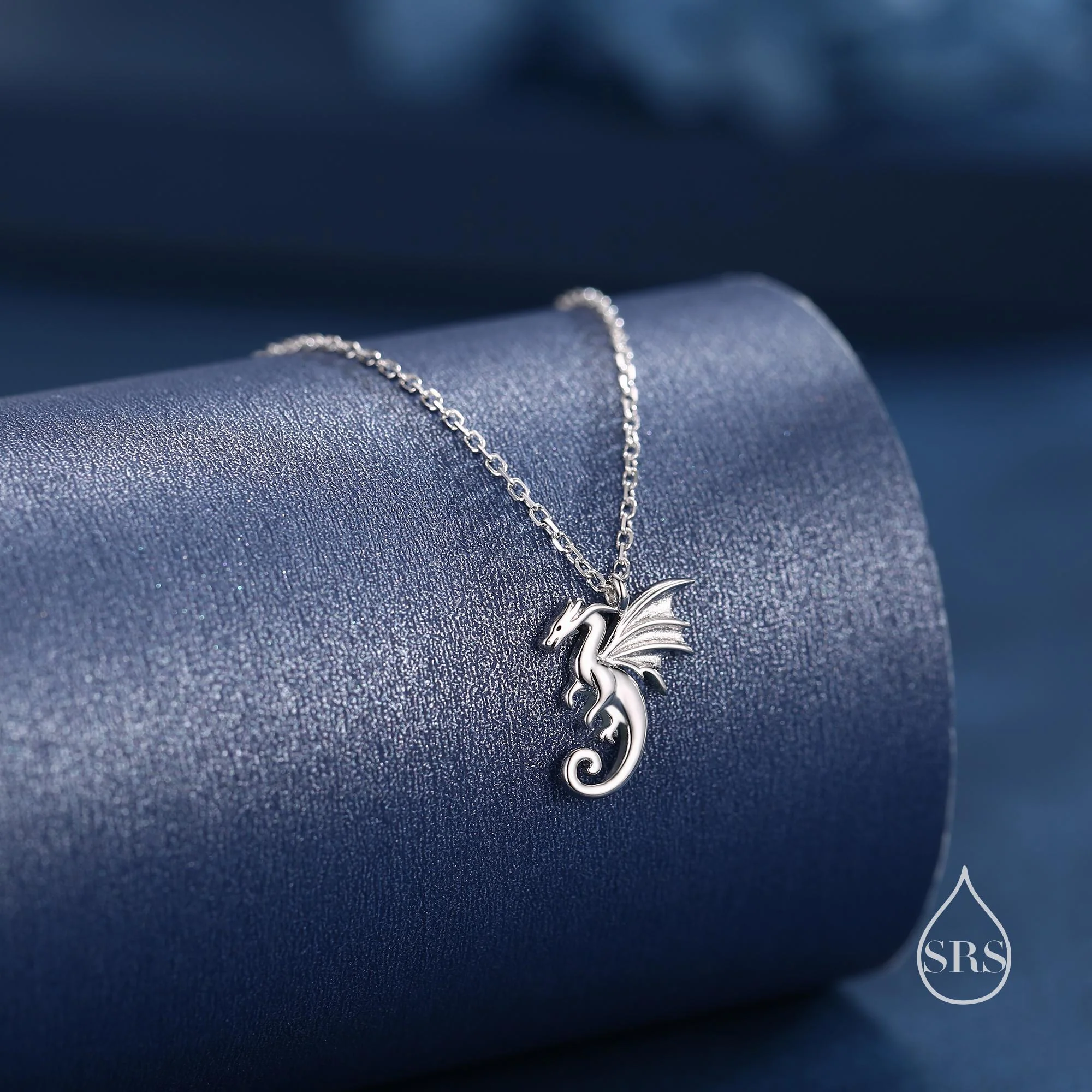 Extra Tiny Dragon Pendant Necklace in Sterling Silver, Silver or Gold or Rose Gold, Flying Dragon Necklace, Small Winged Dragon Pendant - Image 2