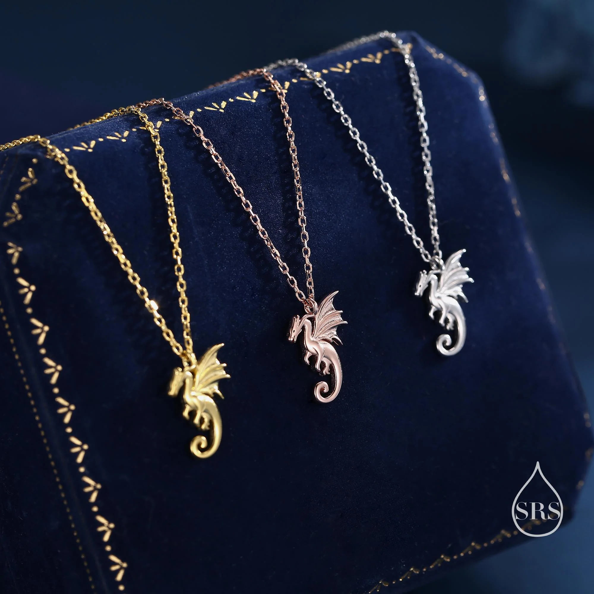 Extra Tiny Dragon Pendant Necklace in Sterling Silver, Silver or Gold or Rose Gold, Flying Dragon Necklace, Small Winged Dragon Pendant - Image 7