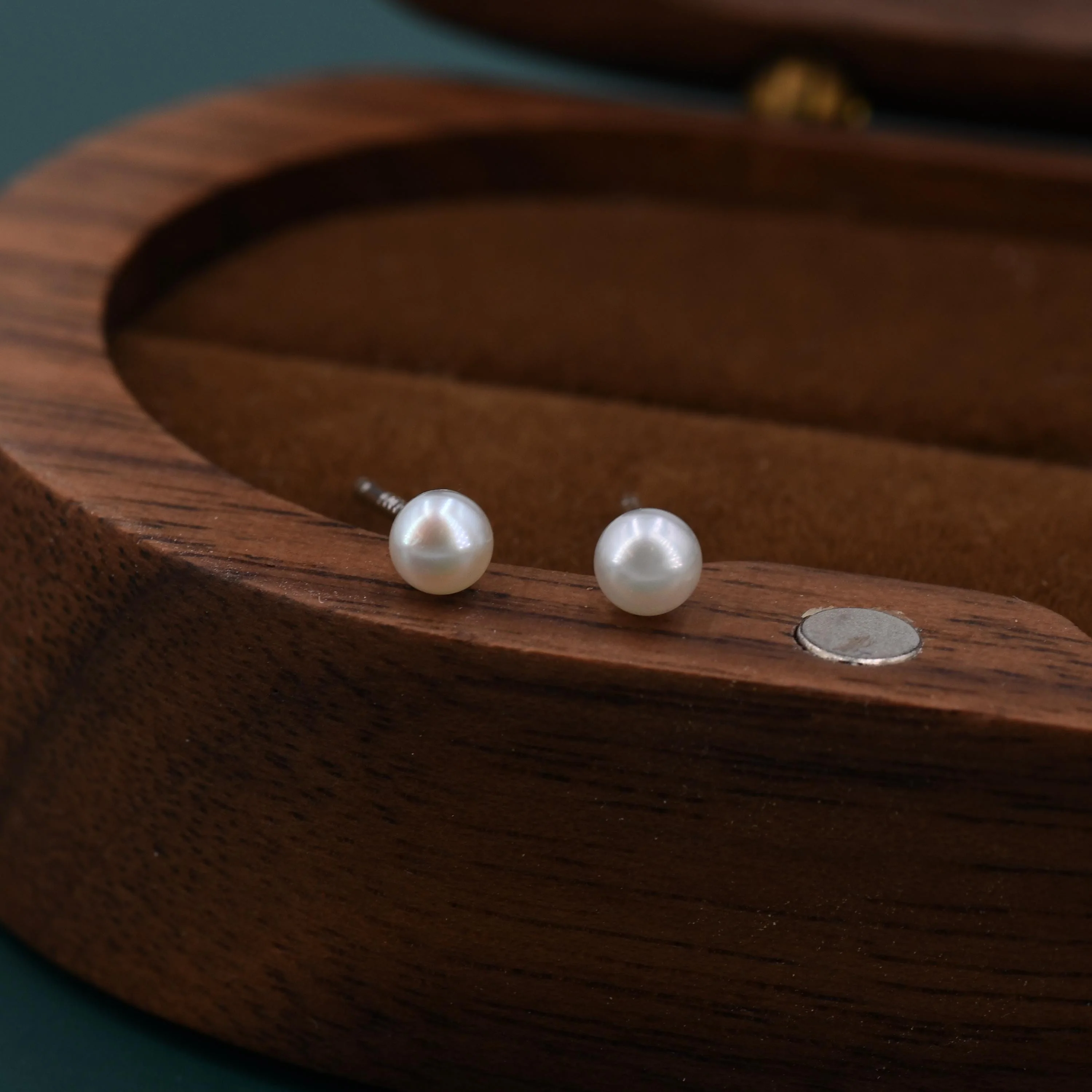 Extra Tiny Genuine Pearl Stud Earrings in Sterling Silver, 3mm Small Pearl Stud, Silver Pearl Earrings, - Image 5