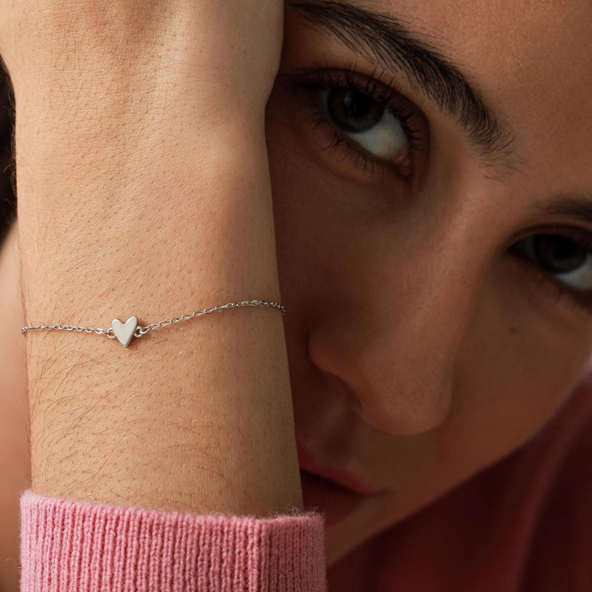 Extra Tiny Heart Bracelet in Sterling Silver, Silver or Gold or Rose Gold, Small Heart Bracelet, Silver Heart Bracelet - Image 3