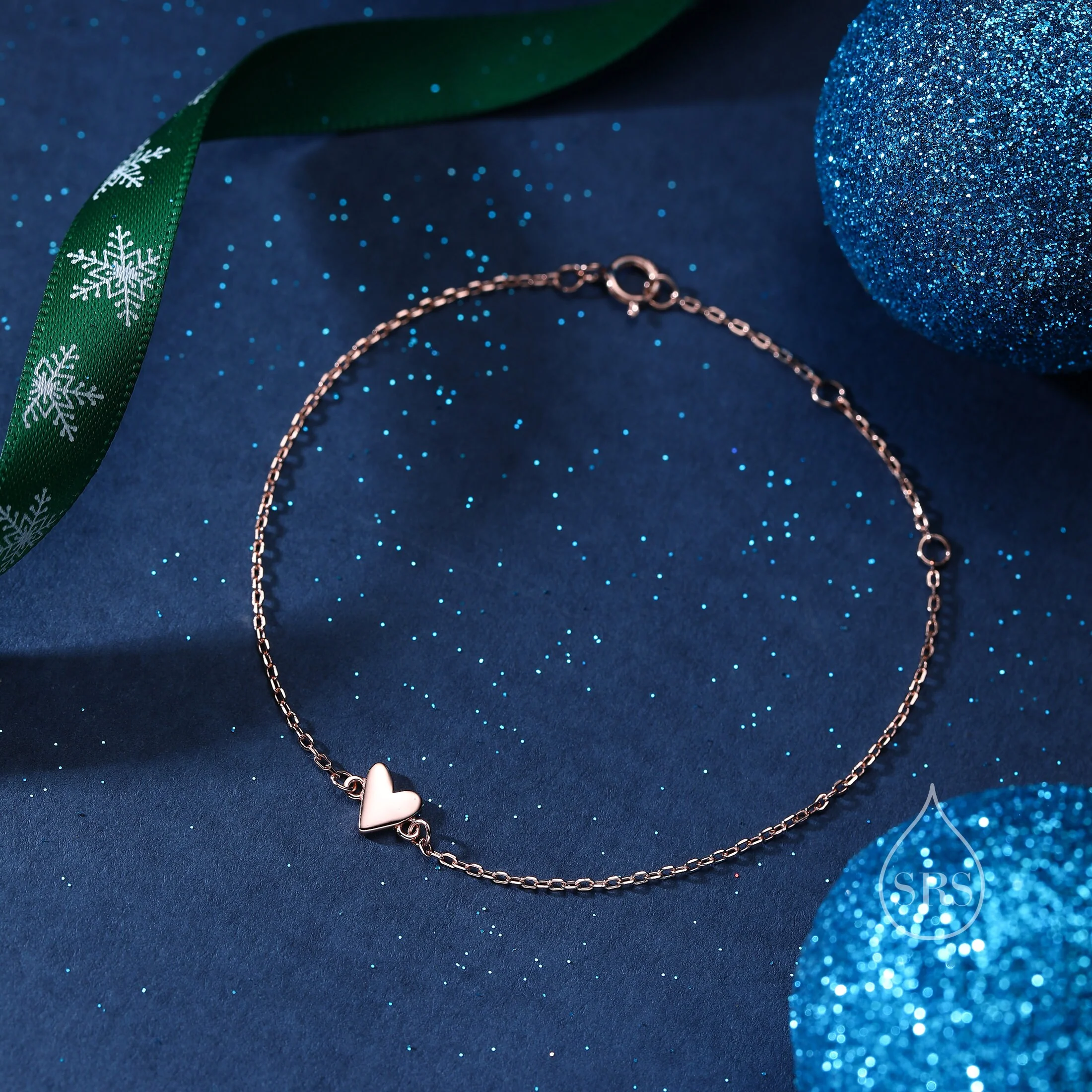 Extra Tiny Heart Bracelet in Sterling Silver, Silver or Gold or Rose Gold, Small Heart Bracelet, Silver Heart Bracelet - Image 4