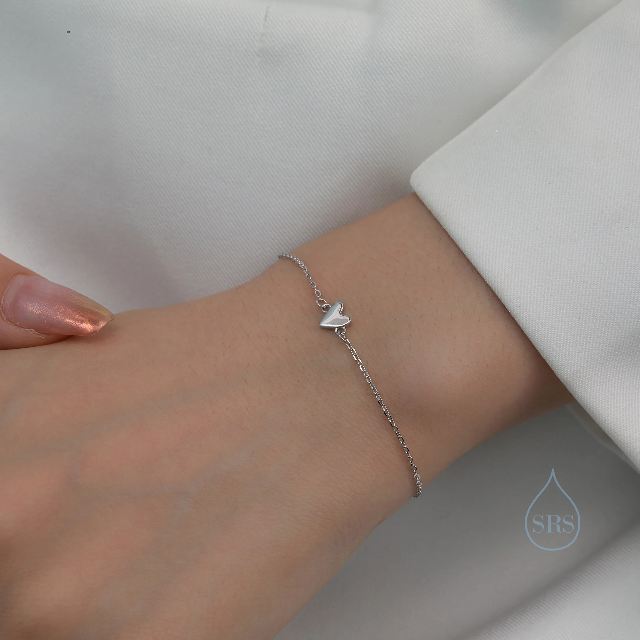 Extra Tiny Heart Bracelet in Sterling Silver, Silver or Gold or Rose Gold, Small Heart Bracelet, Silver Heart Bracelet - Image 9