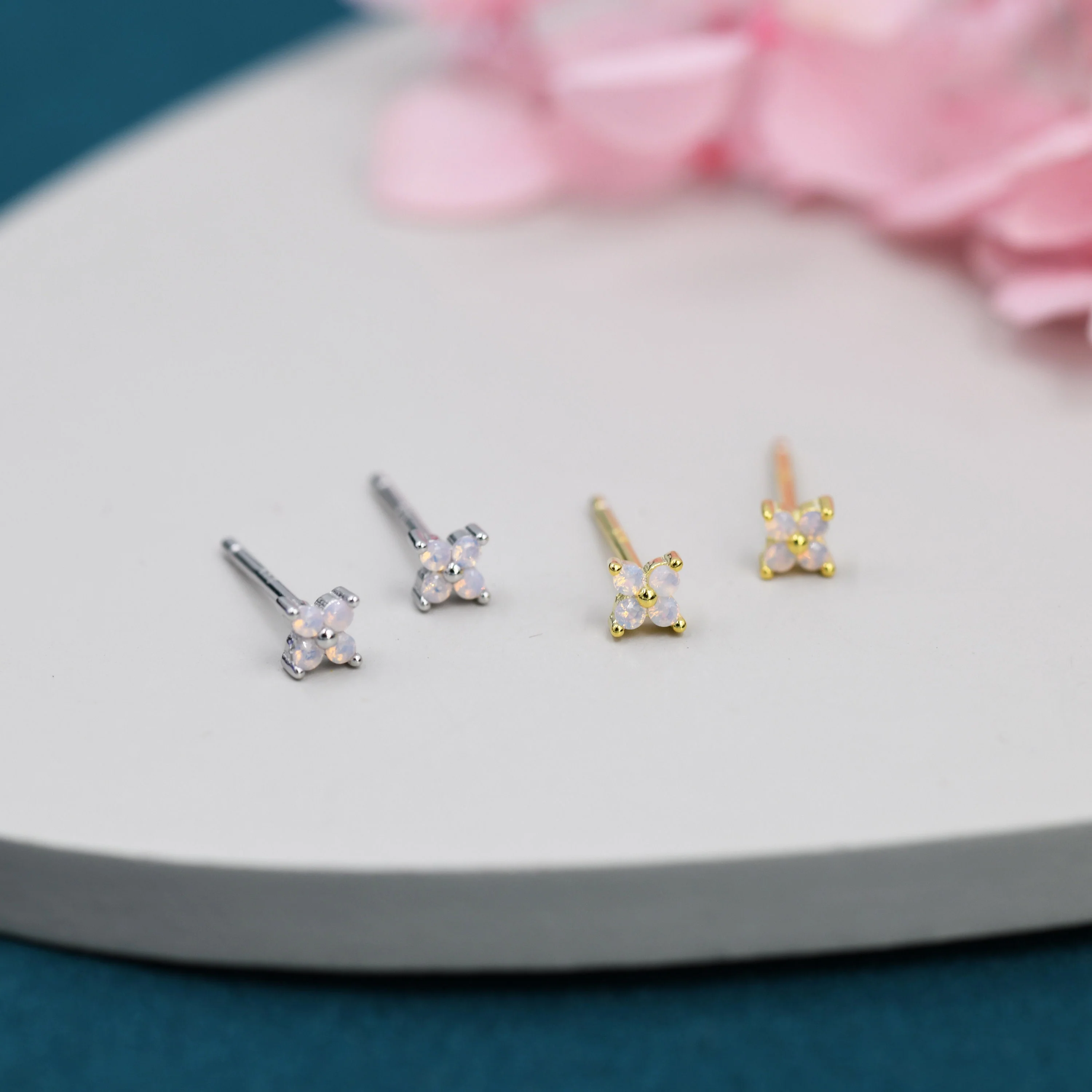 Extra Tiny Hydrangea Flower CZ Stud Earrings in Sterling Silver, Silver or Gold, Hydrangea Earrings, Flower Stud - Image 7