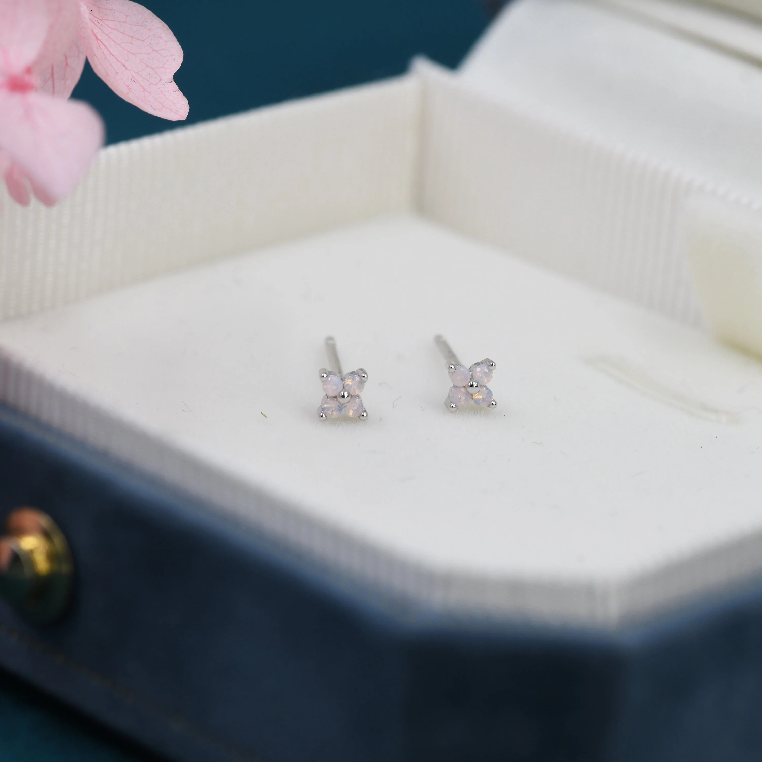 Extra Tiny Hydrangea Flower CZ Stud Earrings in Sterling Silver, Silver or Gold, Hydrangea Earrings, Flower Stud - Image 8