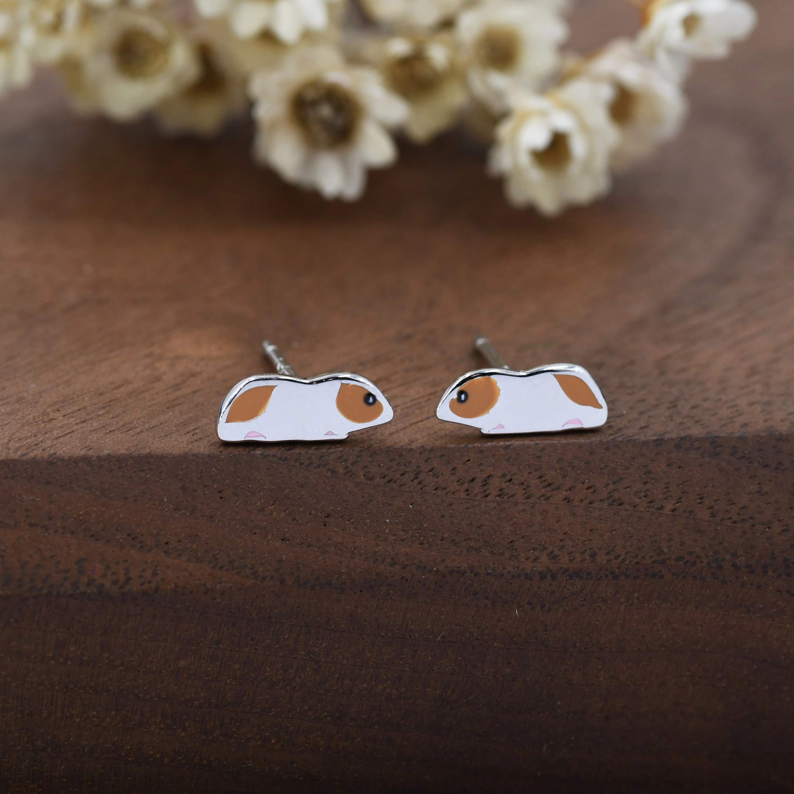 Guinea Pigs Enamel Stud Earrings in Sterling Silver, Cute Earrings, Pet Earrings, Pet Jewellery - Image 5