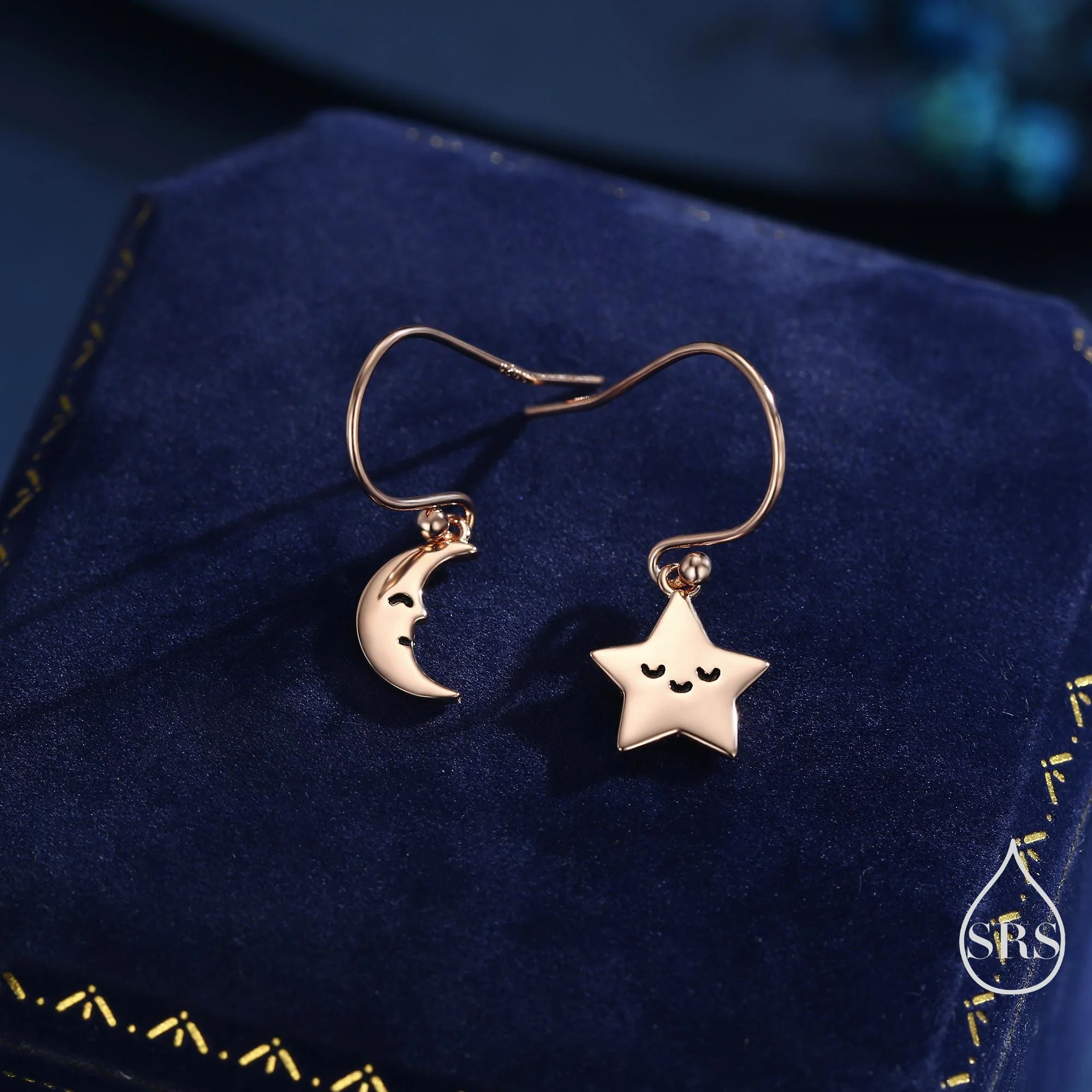 Extra Tiny Kawaii Star and Moon Dangle Drop Hook Earrings in Sterling Silver, Silver, Gold or Rose Gold, Tiny Star Dangle Earrings - Image 5
