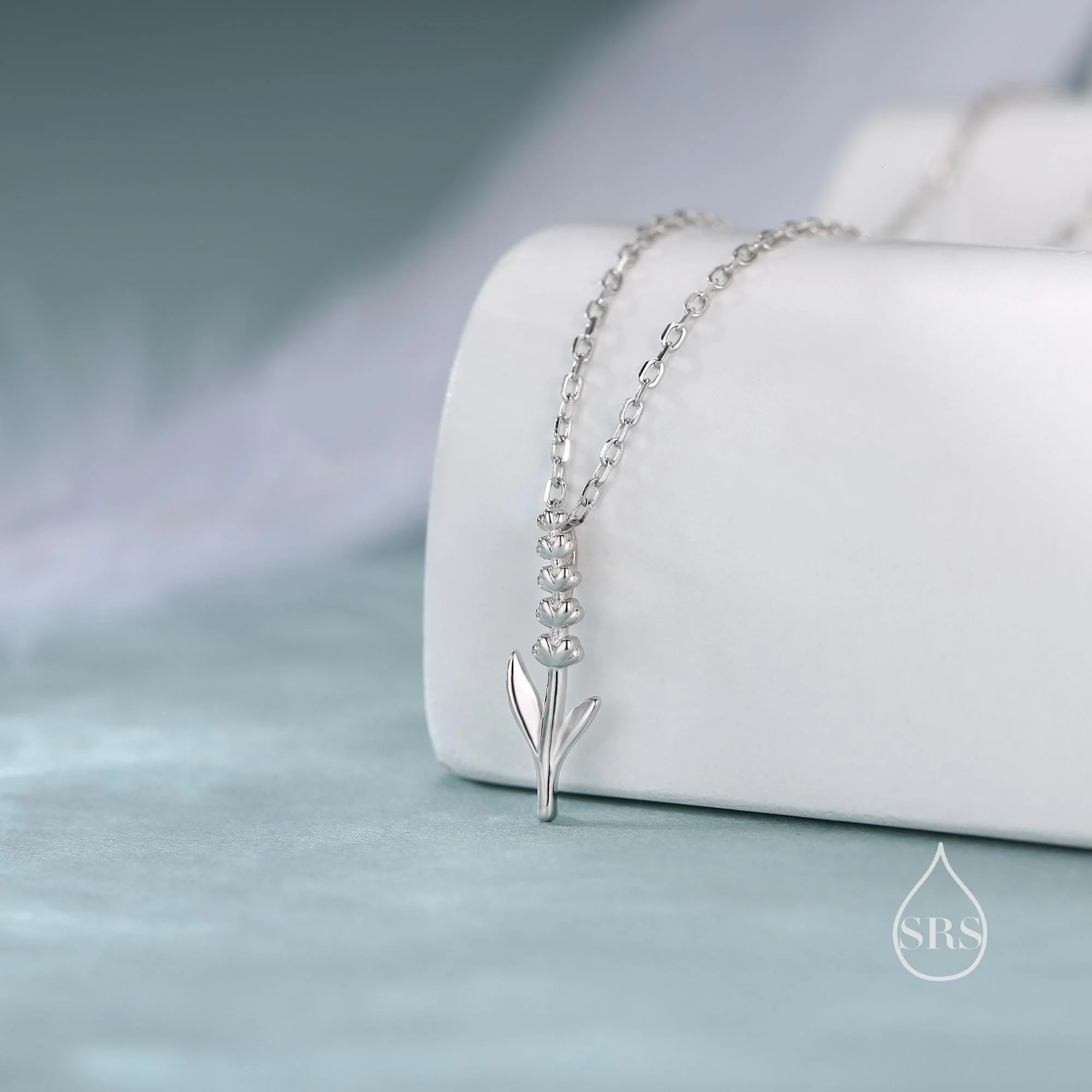 Extra Tiny Lavender Pendant Necklace in Sterling Silver, Silver or Gold or Rose Gold, Small Lavender Flower Necklace - Image 2