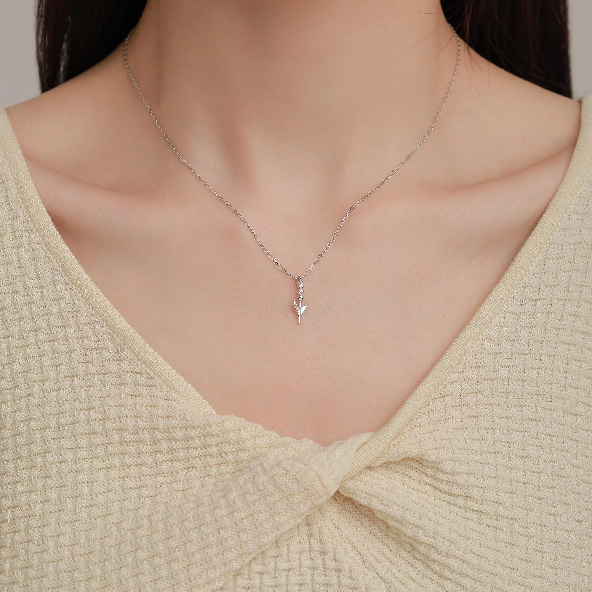 Extra Tiny Lavender Pendant Necklace in Sterling Silver, Silver or Gold or Rose Gold, Small Lavender Flower Necklace - Image 7