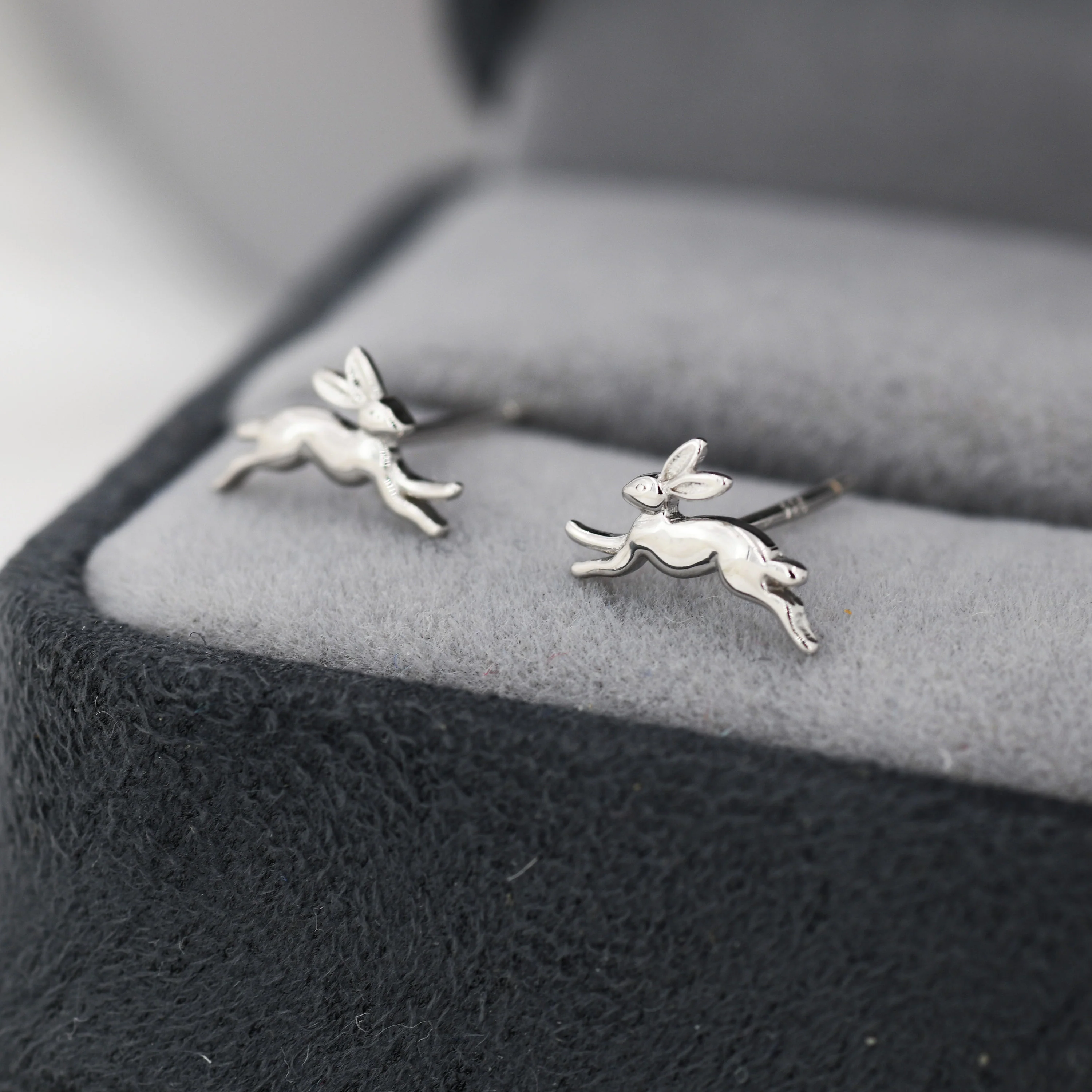 Extra Tiny Leaping Hare Stud Earrings in Sterling Silver, Tiny Hare rabbit Earrings, Nature Inspired Animal Earrings - Image 5