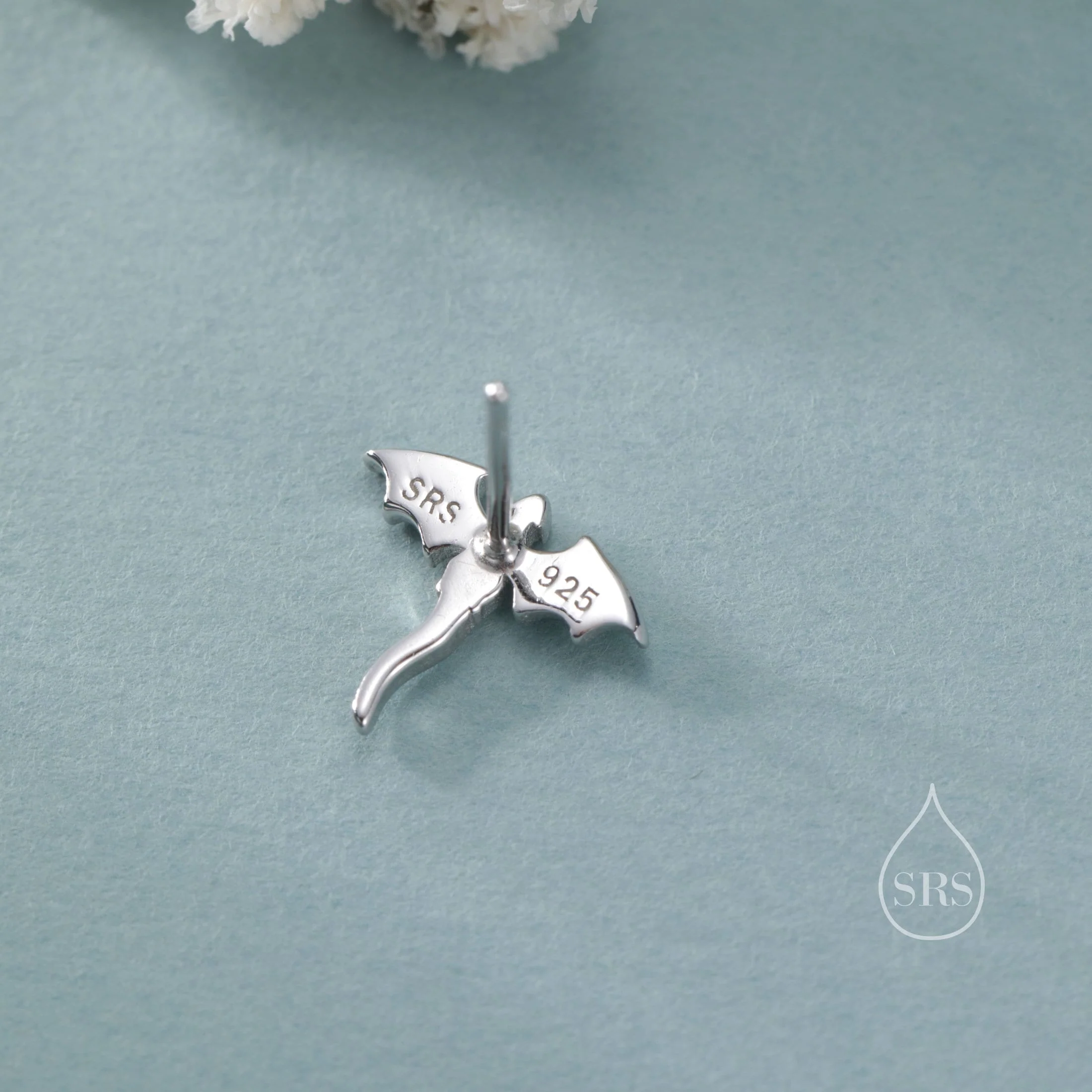 Extra Tiny Mismatched Dragon Stud Earrings in Sterling Silver, Silver or Gold or Rose Gold, Asymmetric Dragon Stud Earrings - Image 6