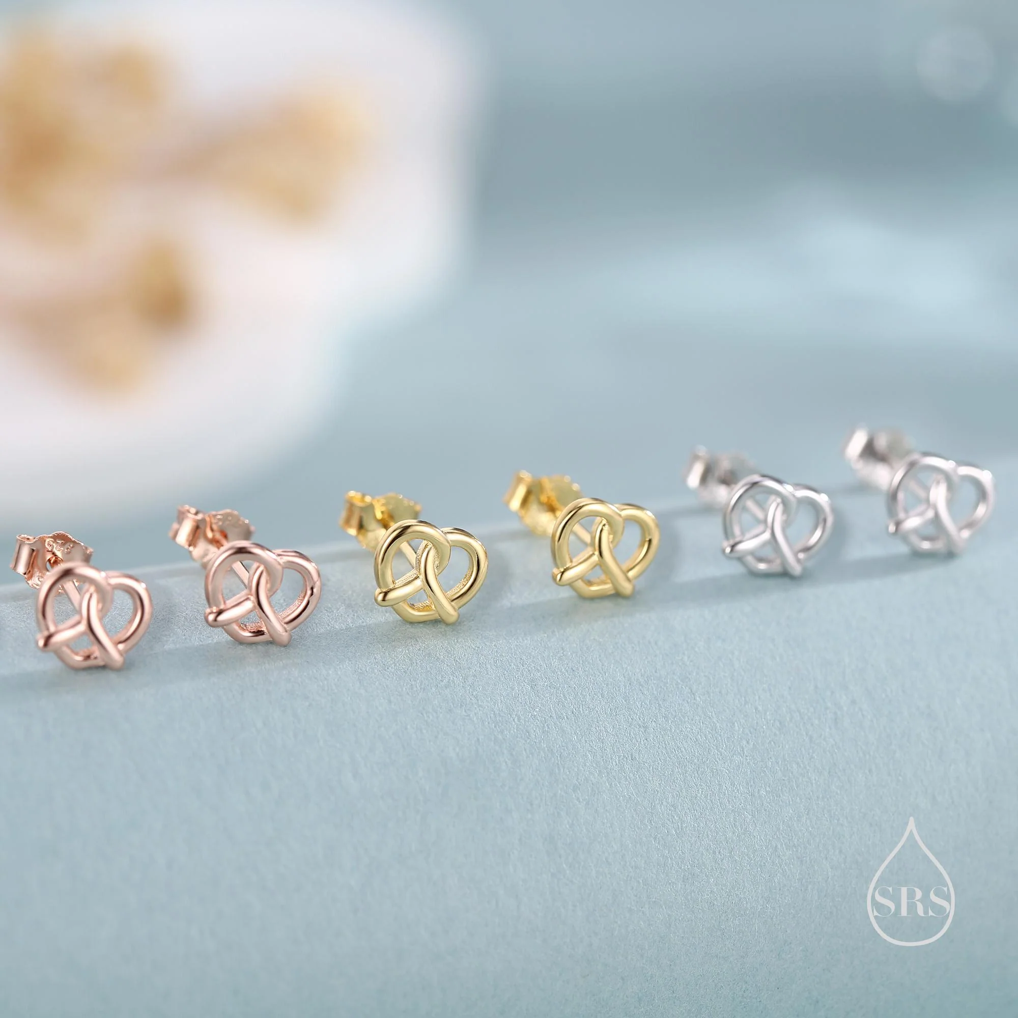 Extra Tiny Pretzel Heart Knot Earrings in Sterling Silver, Silver, Gold or Rose Gold, Knot Earrings, Heart Earrings, Pretzel Earrings - Image 7