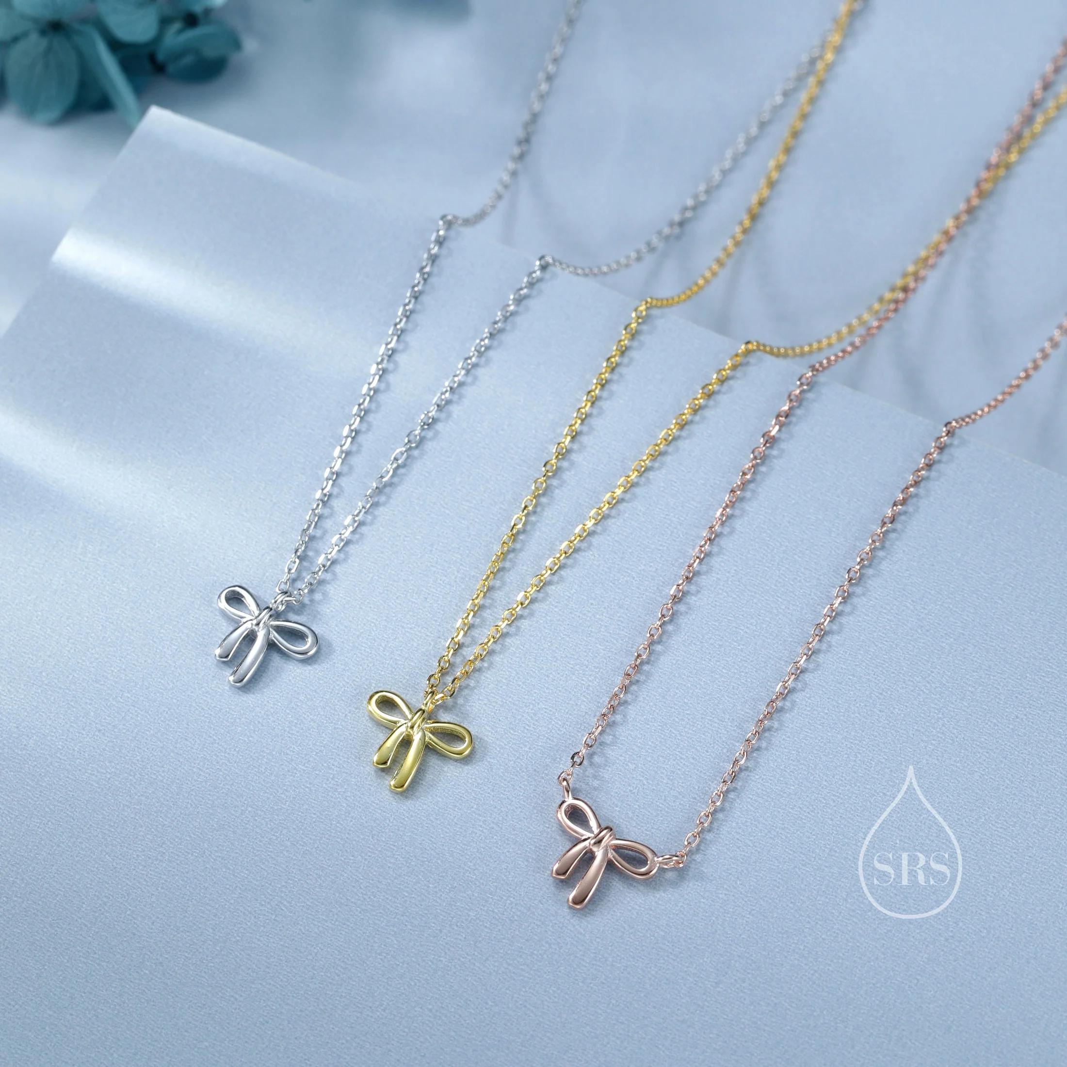 Extra Tiny Ribbon Bow Pendant Necklace in Sterling Silver, Ribbon Bow Necklace, Silver or Gold or Rose Gold - Cute Quirky and Fun - Image 5