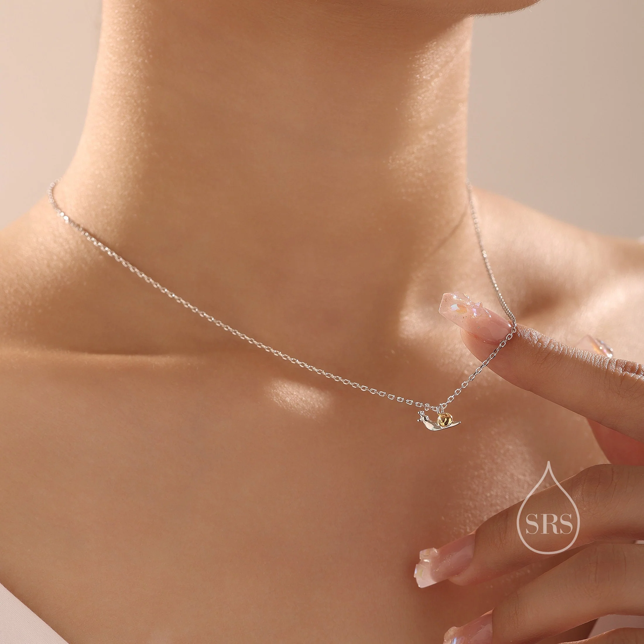 Extra Tiny Snail Pendant Necklace in Sterling Silver, Cute Snail Necklace, Silver Snail Necklace, Animal Jewellery by Silver Rain Silver - Image 3