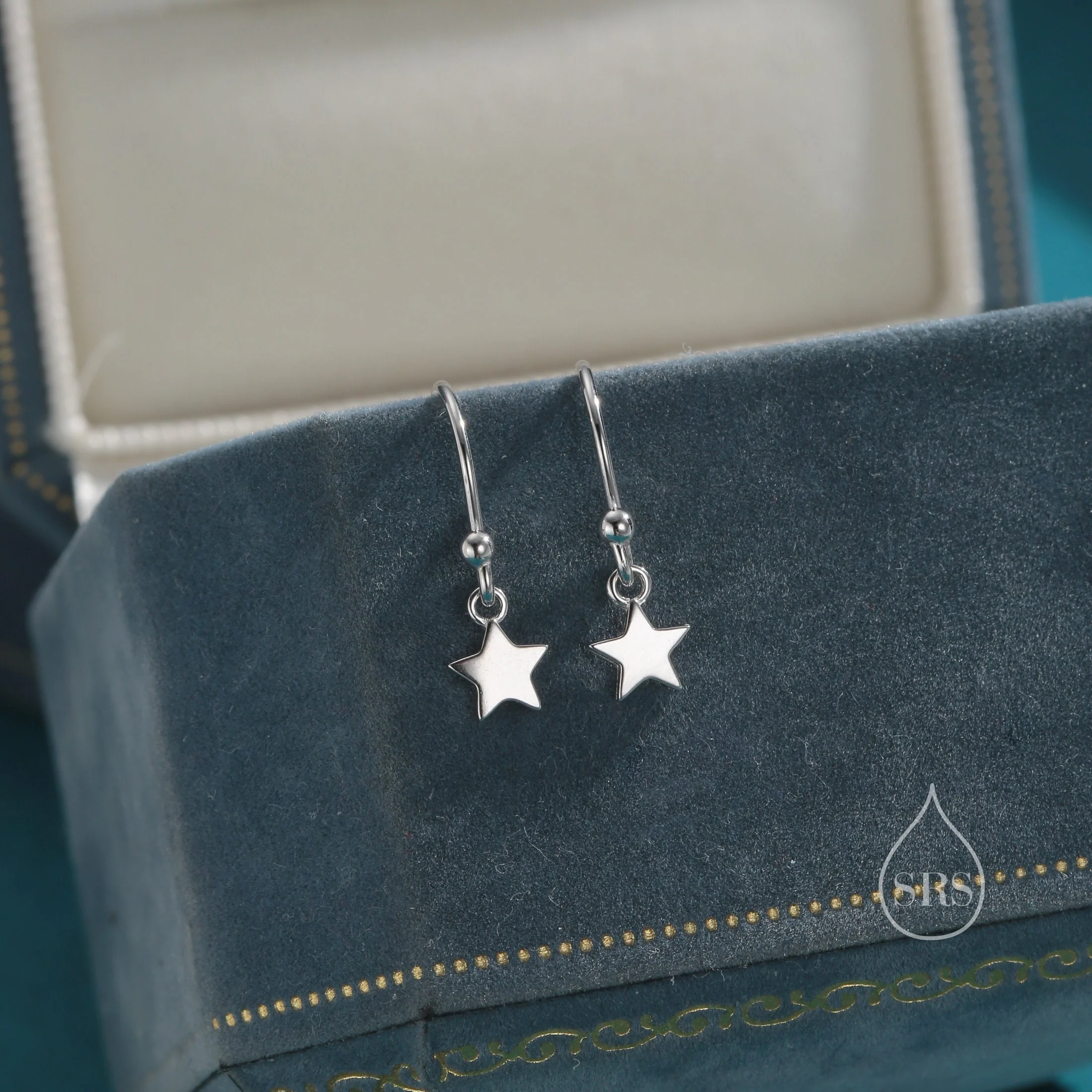 Extra Tiny Star Dangle Drop Hook Earrings in Sterling Silver, Silver or Gold or Rose Gold, Tiny Star Dangle Earrings - Image 7
