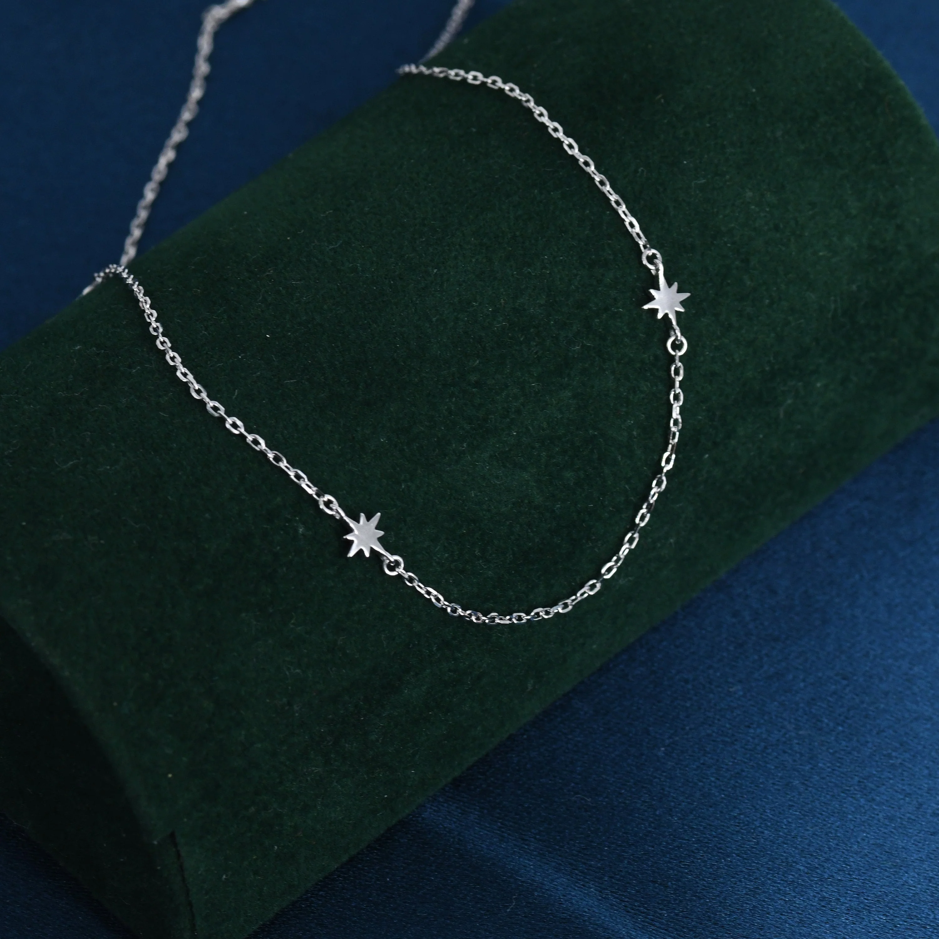 Extra Tiny Starburst Necklace in Sterling Silver, Floating Stars Necklace, Adjustable Length, Extra Small Pendant, 16 inch to 18 inch - Image 8