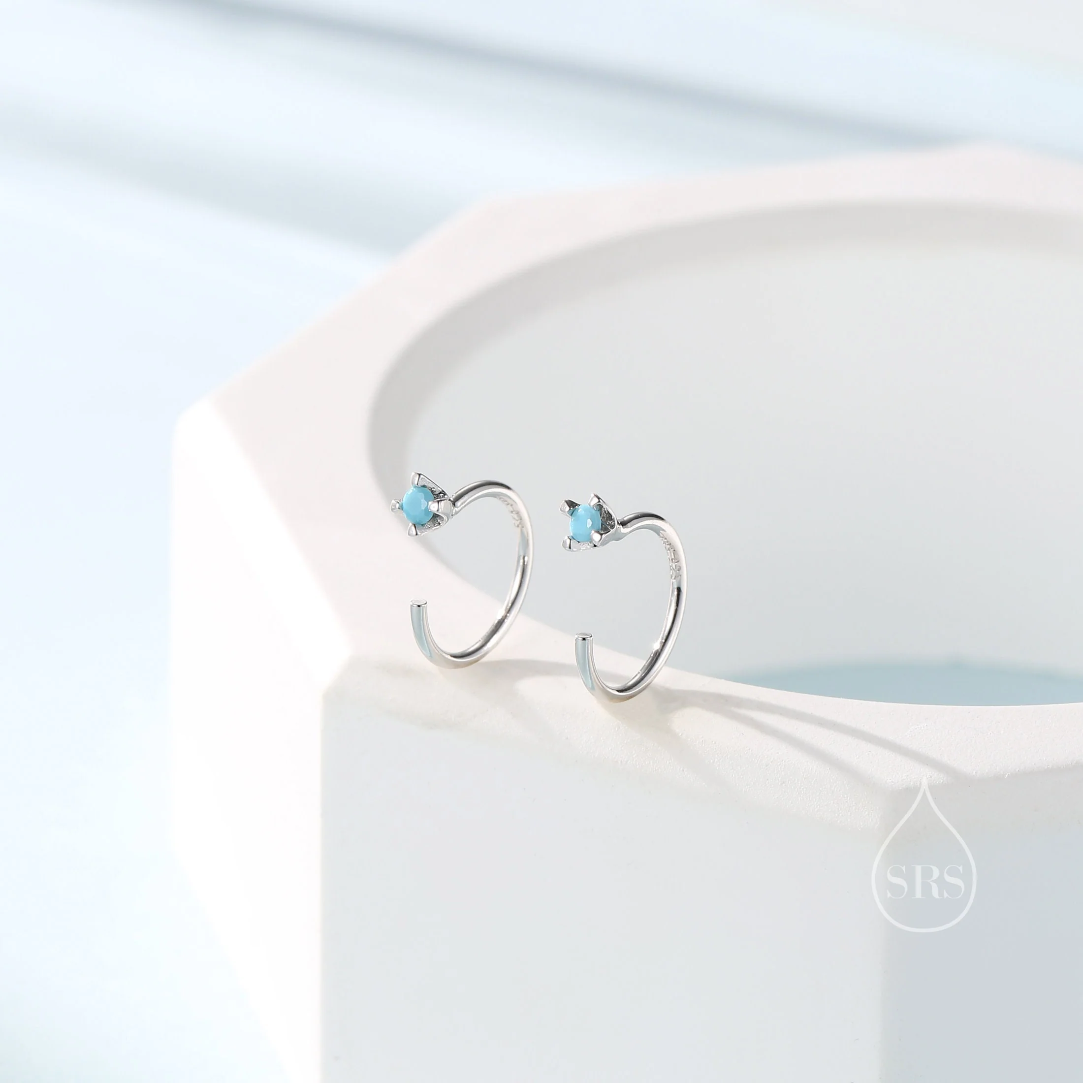 Extra Tiny Sterling Silver 2mm CZ Huggie Hoop Earrings, Silver or Gold, Minimal CZ Open Huggies, CZ Open Hoops, C Hoops in Sterling Silver - Image 6