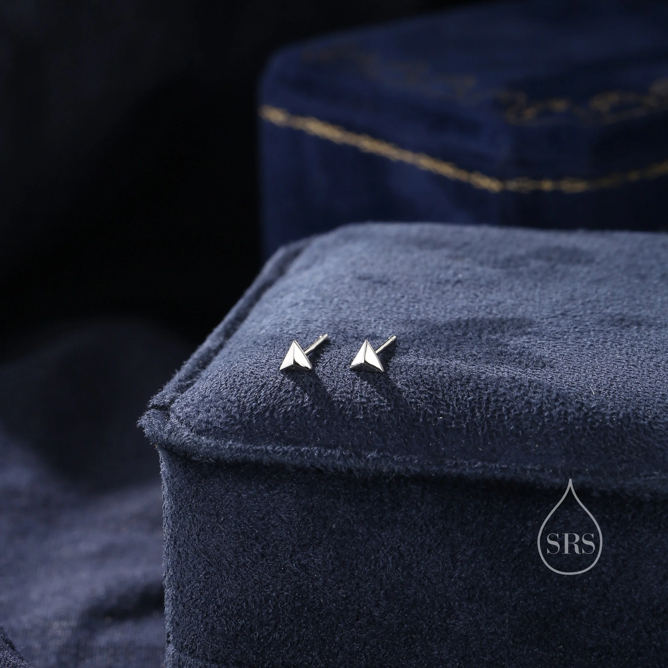 Extra Tiny Triangle Pyramid Stud Earrings in Sterling Silver, Silver Gold or Rose Gold, Small Pyramid Earrings - Image 6