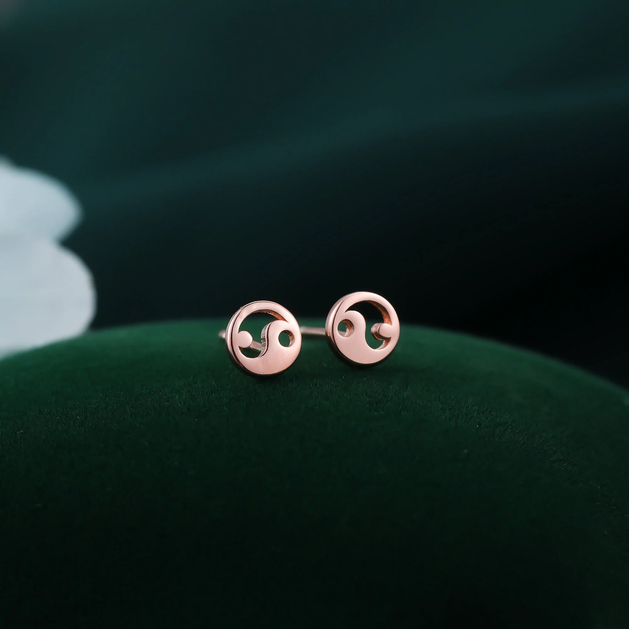 Extra Tiny Yin Yang Circle Stud Earrings in Sterling Silver, Silver, Gold or Rose Gold, Very Small Yin Yang Earrings, - Image 3