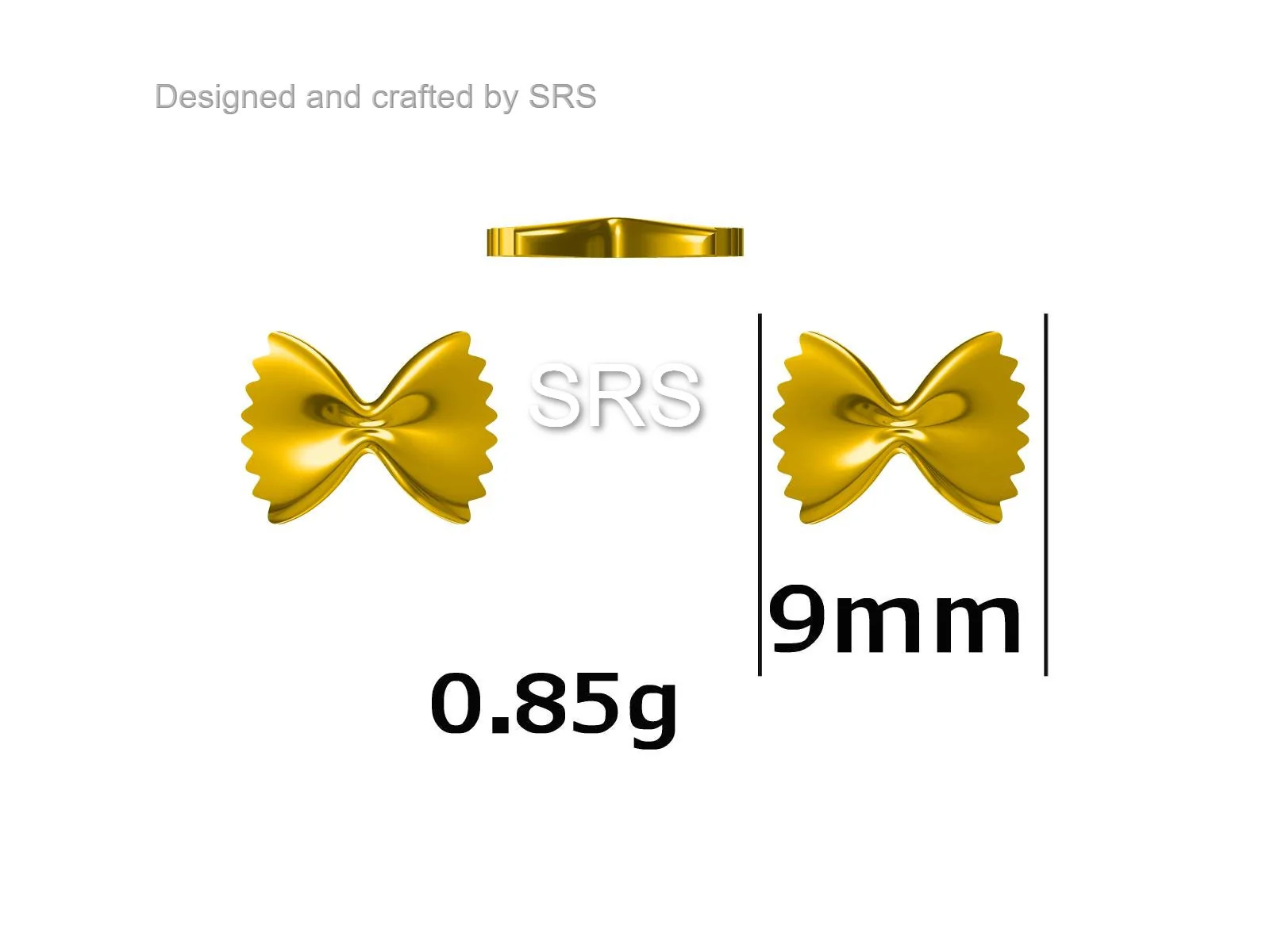 Farfalle Pasta Shape Stud Earrings in Sterling Silver, Ribbon Bow Earrings, Playful and Quirky Food Jewellery, Silver or Gold - Image 9