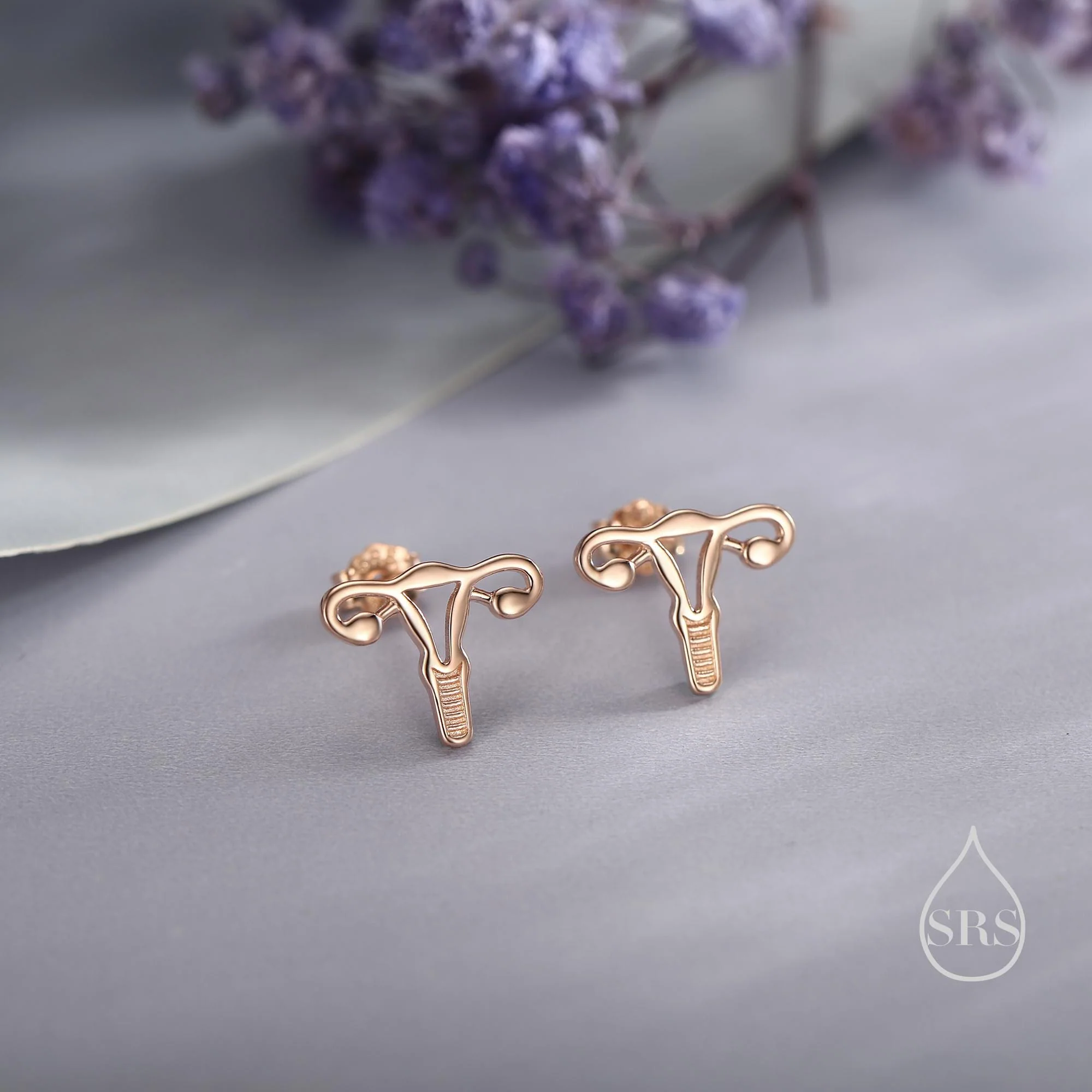 Female Anatomy Stud Earrings in Sterling Silver, Feminist Ovary Earrings, Available in Silver, Gold or Rose Gold Finish, - Image 6
