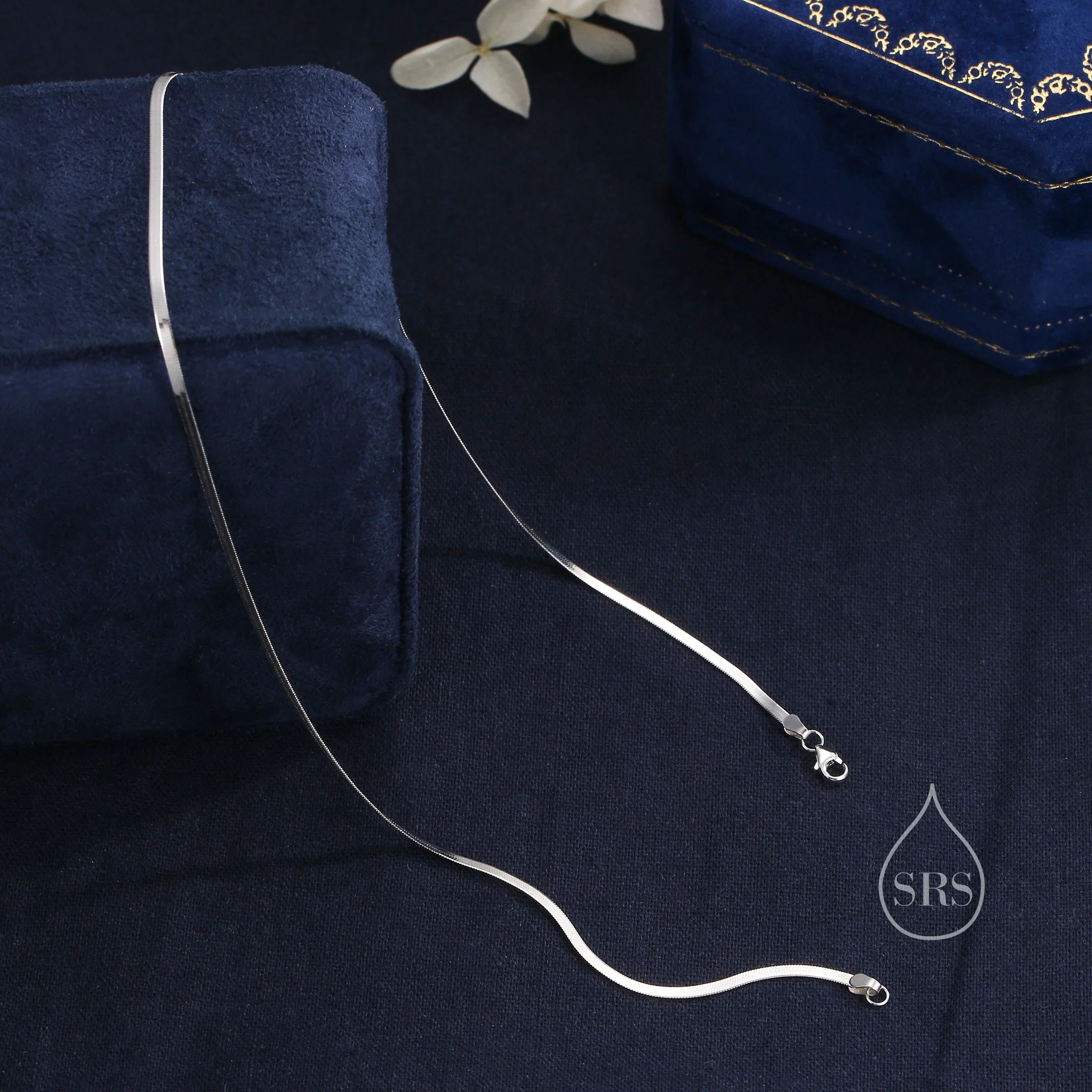 Flat Chain Necklace in Sterling Silver, Flat Chain Choker Necklace, Collar Necklace, Simple Plain Chain - Image 7