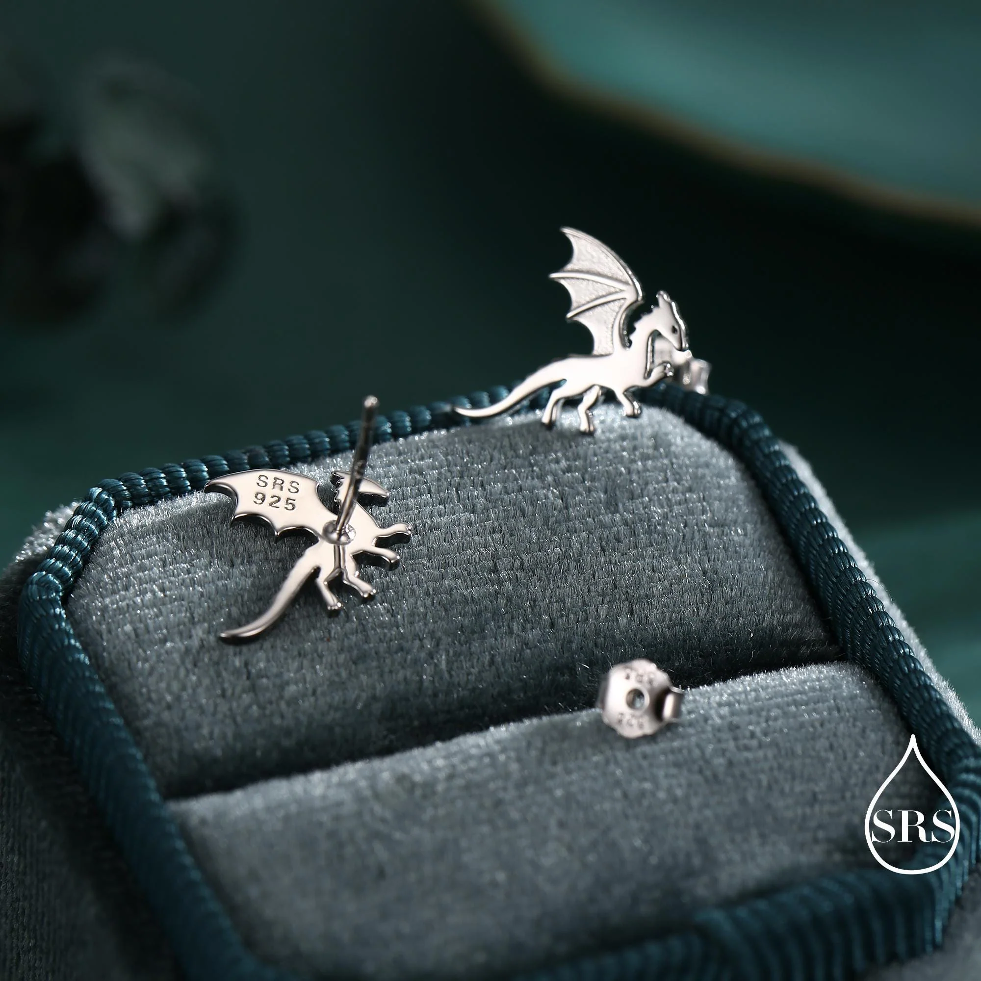 Flying Dragon Stud Earrings in Sterling Silver, Available in Silver, Gold or Rose Gold Finish, Sterling Silver Dragon Earrings - Image 4