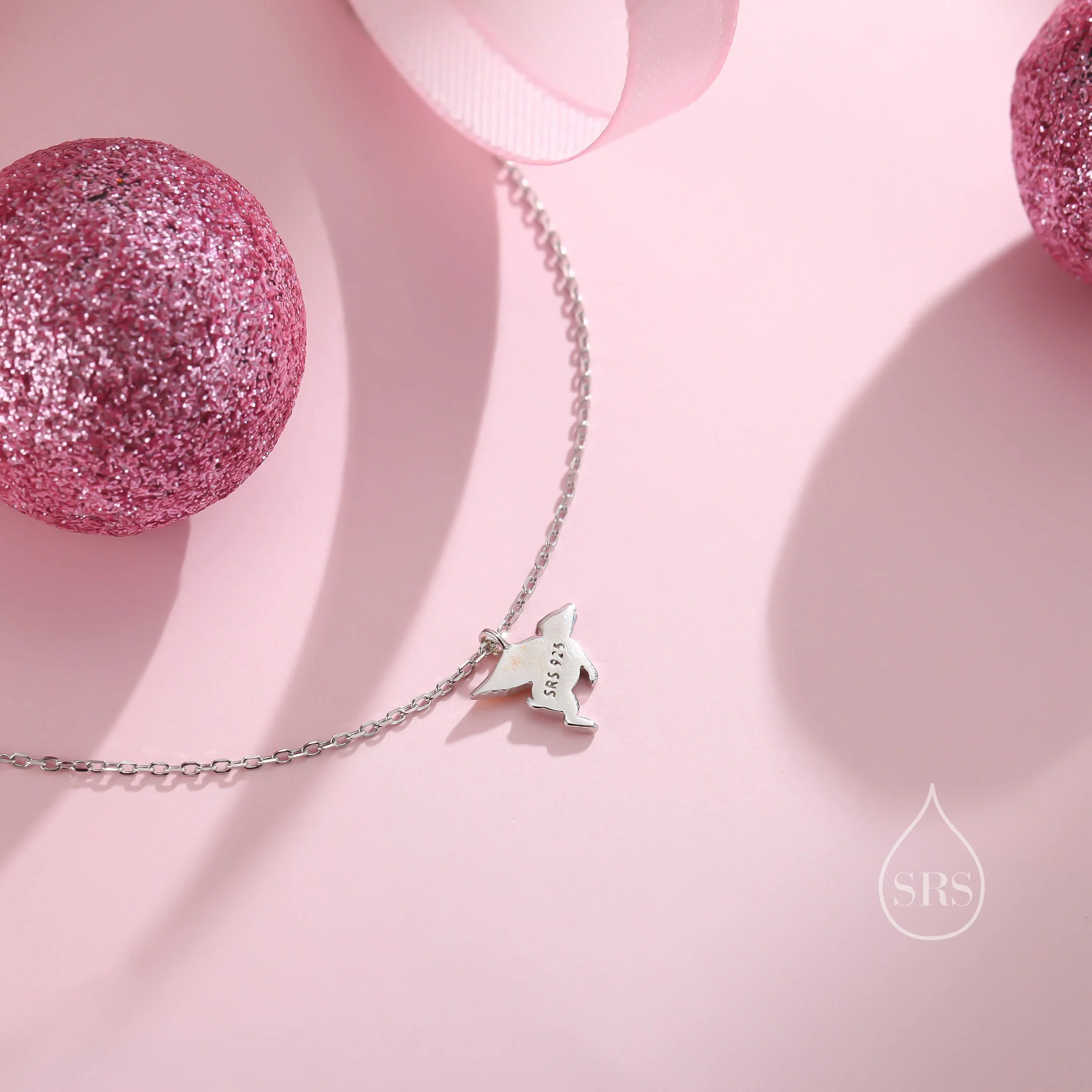 Flying Pig Pendant Necklace in Sterling Silver, Dreams Come True Necklace, Pig Necklace, Pig with Wings Necklace - Image 2