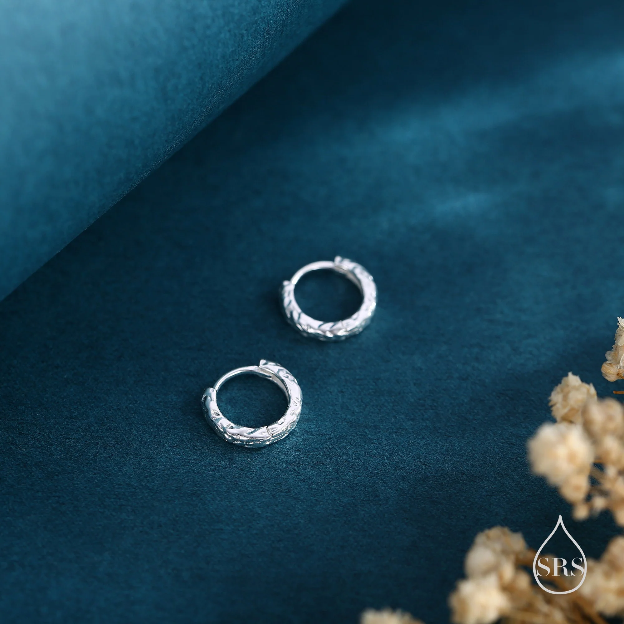 Foil Textured Hoop Earrings, Silver or Gold or Rose Gold,  Foil Earrings, Organic Shape Hoops, Hammered Hoops - Image 3