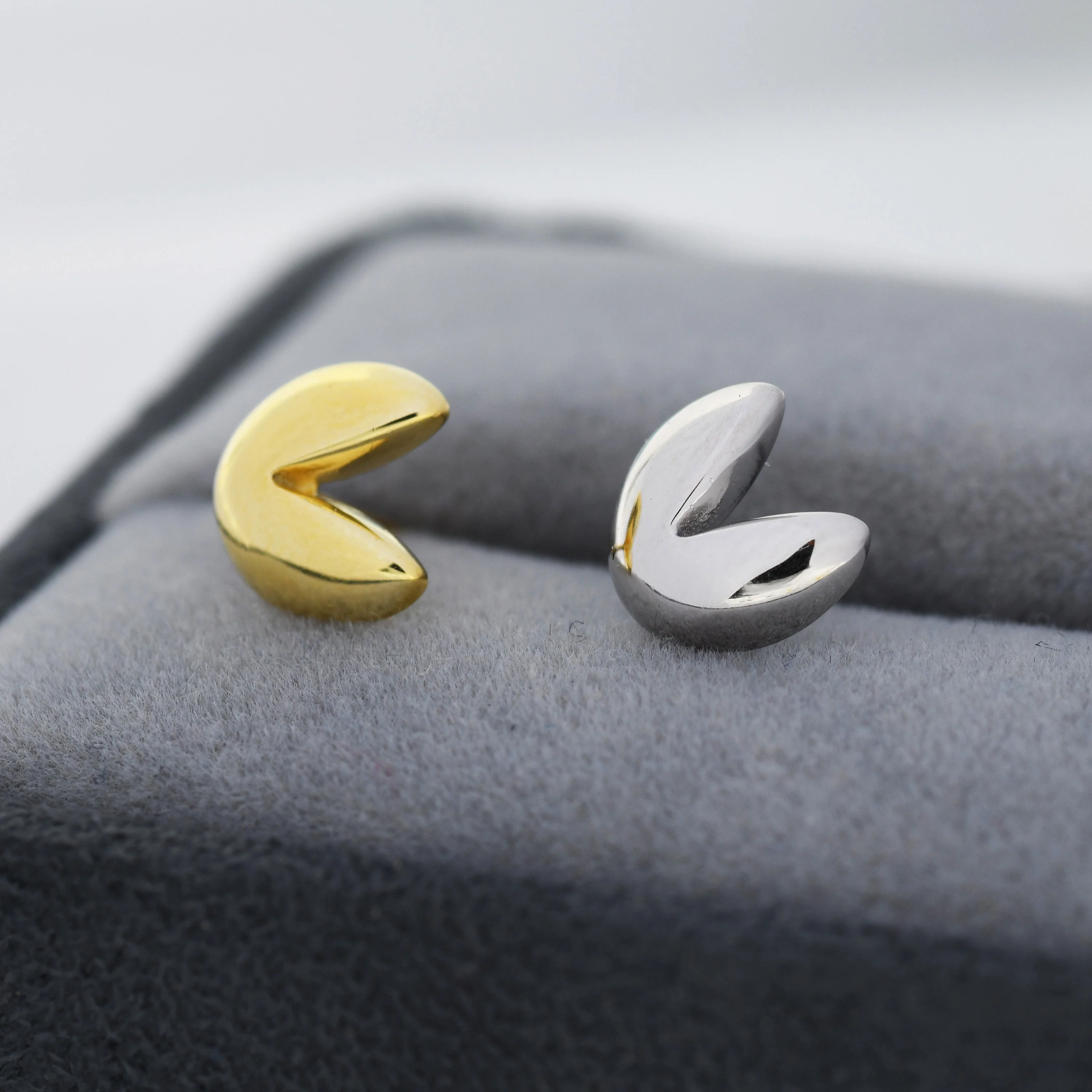 Fortune Cookie Stud Earrings in Sterling Silver, Silver or Gold, Biscuit Earrings, Food Earrings, Foodie Gift - Image 3