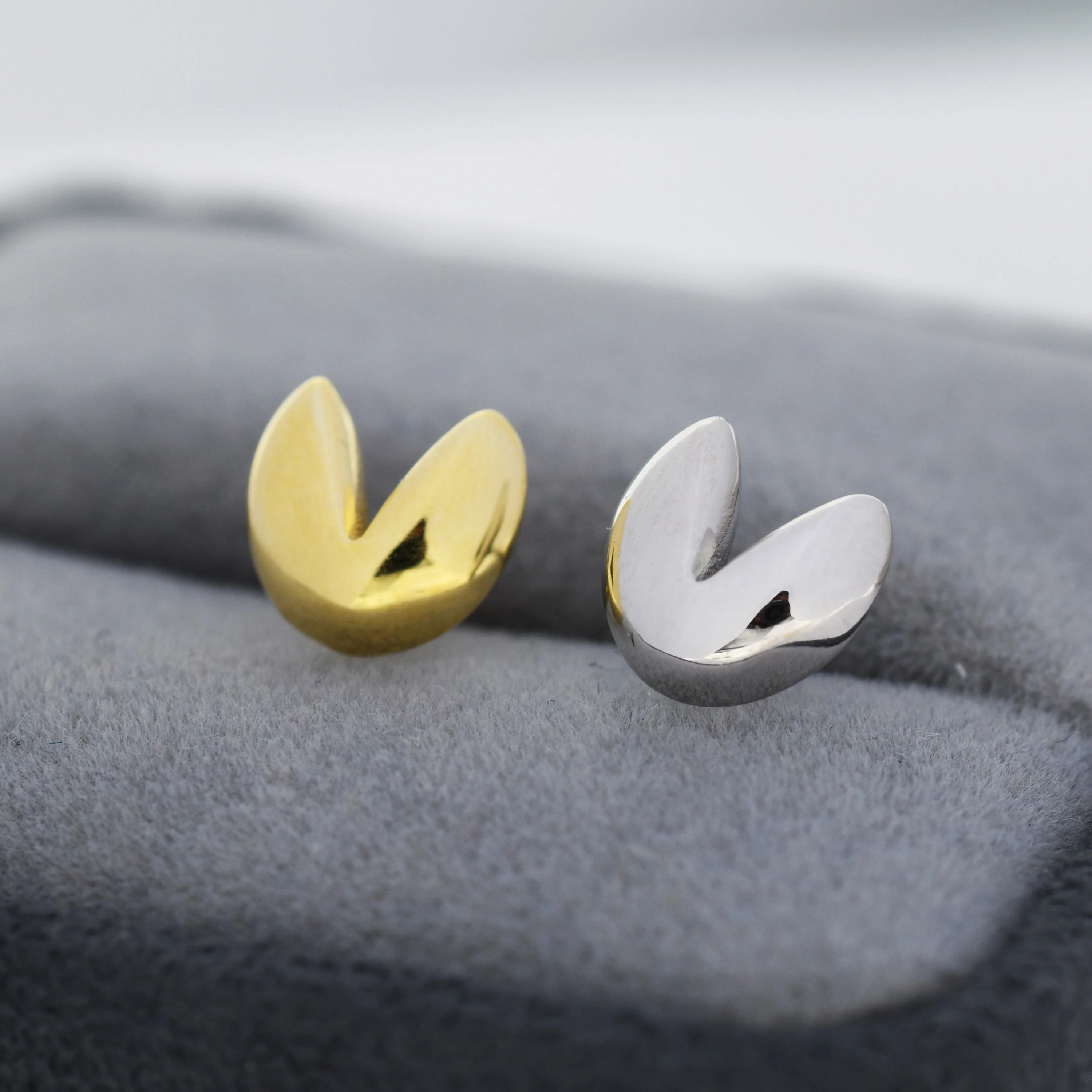 Fortune Cookie Stud Earrings in Sterling Silver, Silver or Gold, Biscuit Earrings, Food Earrings, Foodie Gift - Image 4