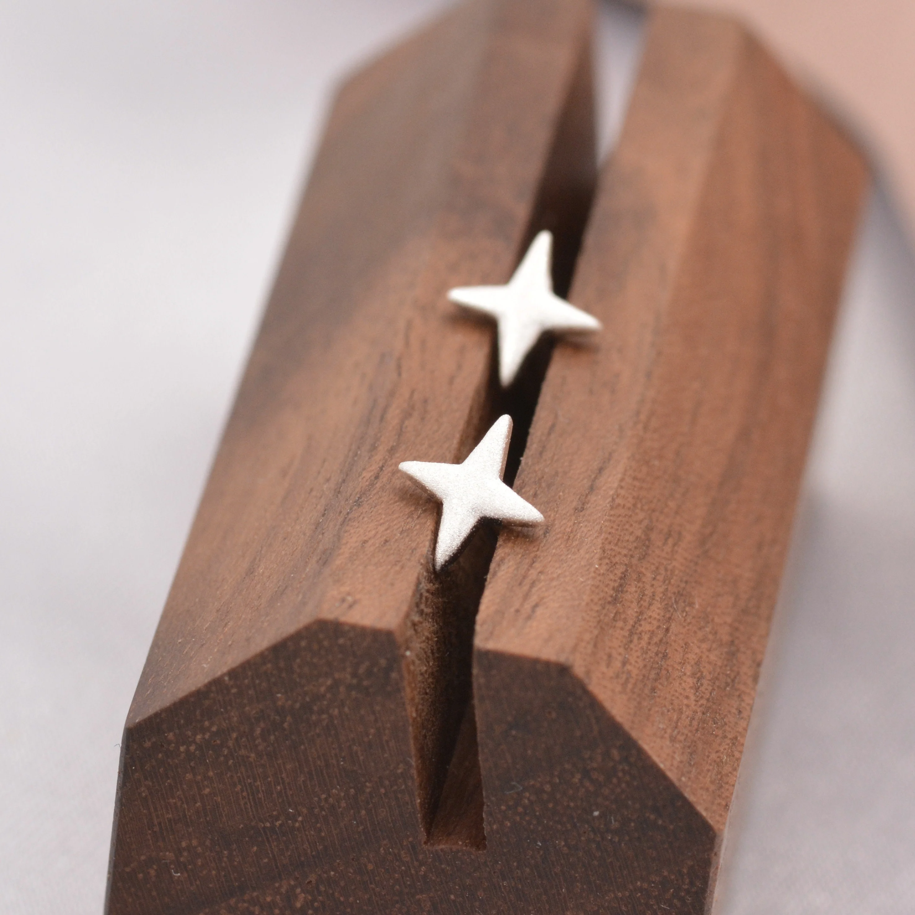 Four Point Star Stud Earrings in Sterling Silver, Tiny Celestial Stud, Polished or Textured, Gold or Silver - Image 8