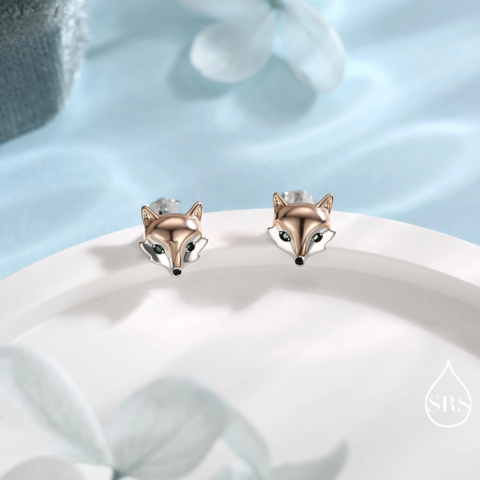 Fox Head Stud Earrings in Sterling Silver - Animal Stud Earrings - Cute, Fun, Whimsical - Image 2