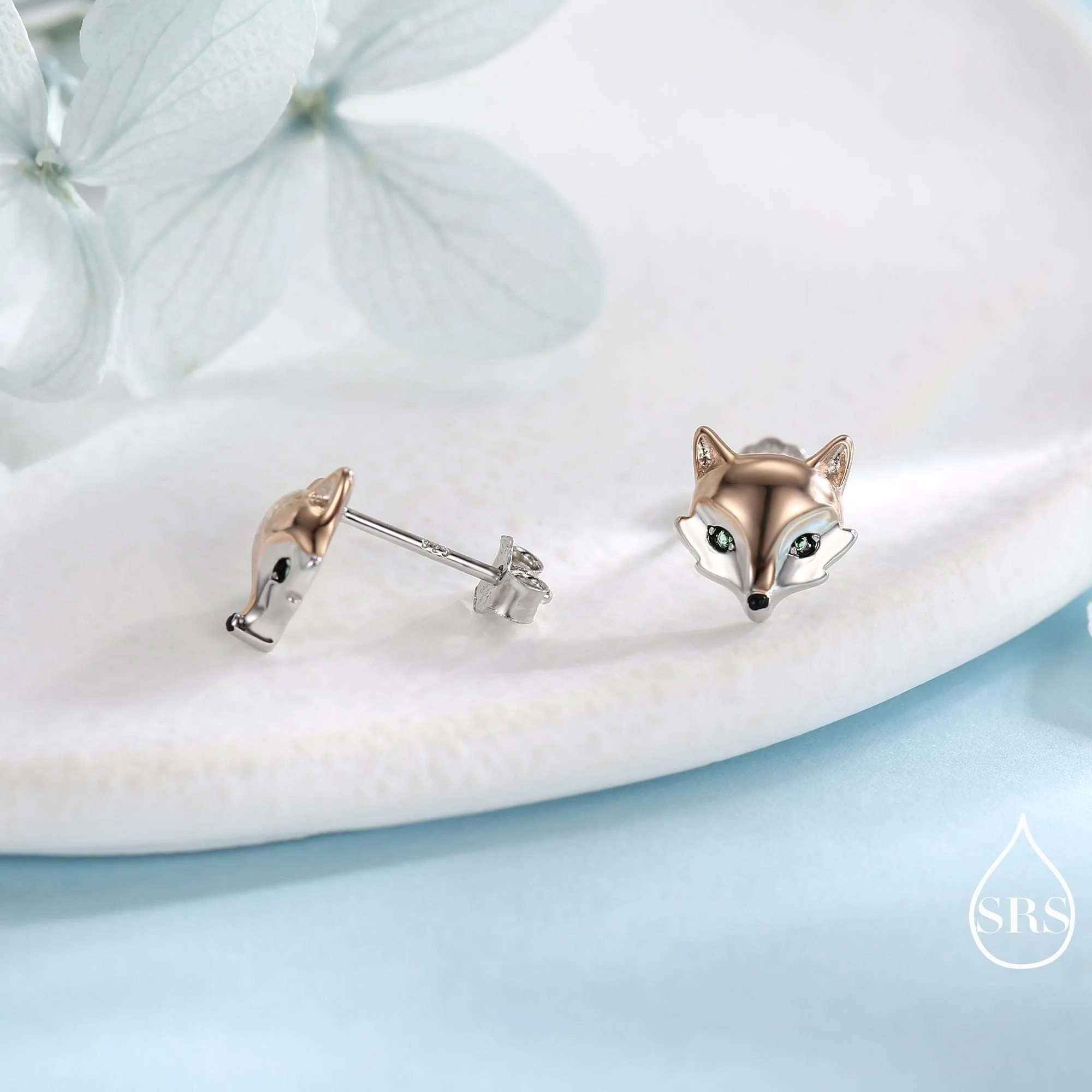 Fox Head Stud Earrings in Sterling Silver - Animal Stud Earrings - Cute, Fun, Whimsical - Image 3