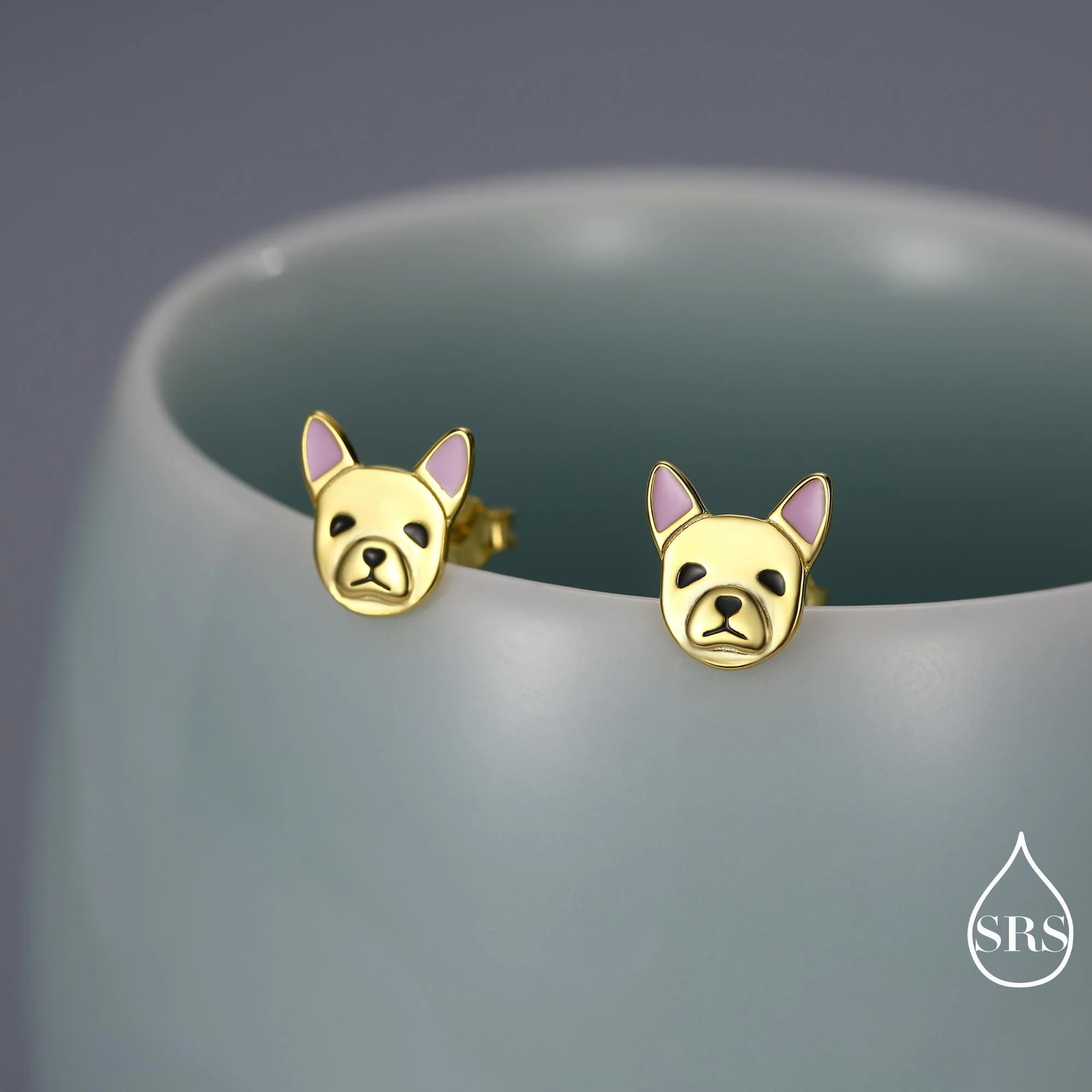 French Bulldog Stud Earrings in Sterling Silver - Solid Silver Dog Stud Earrings -Pet Lover - Cute, Fun, Whimsical - Image 6